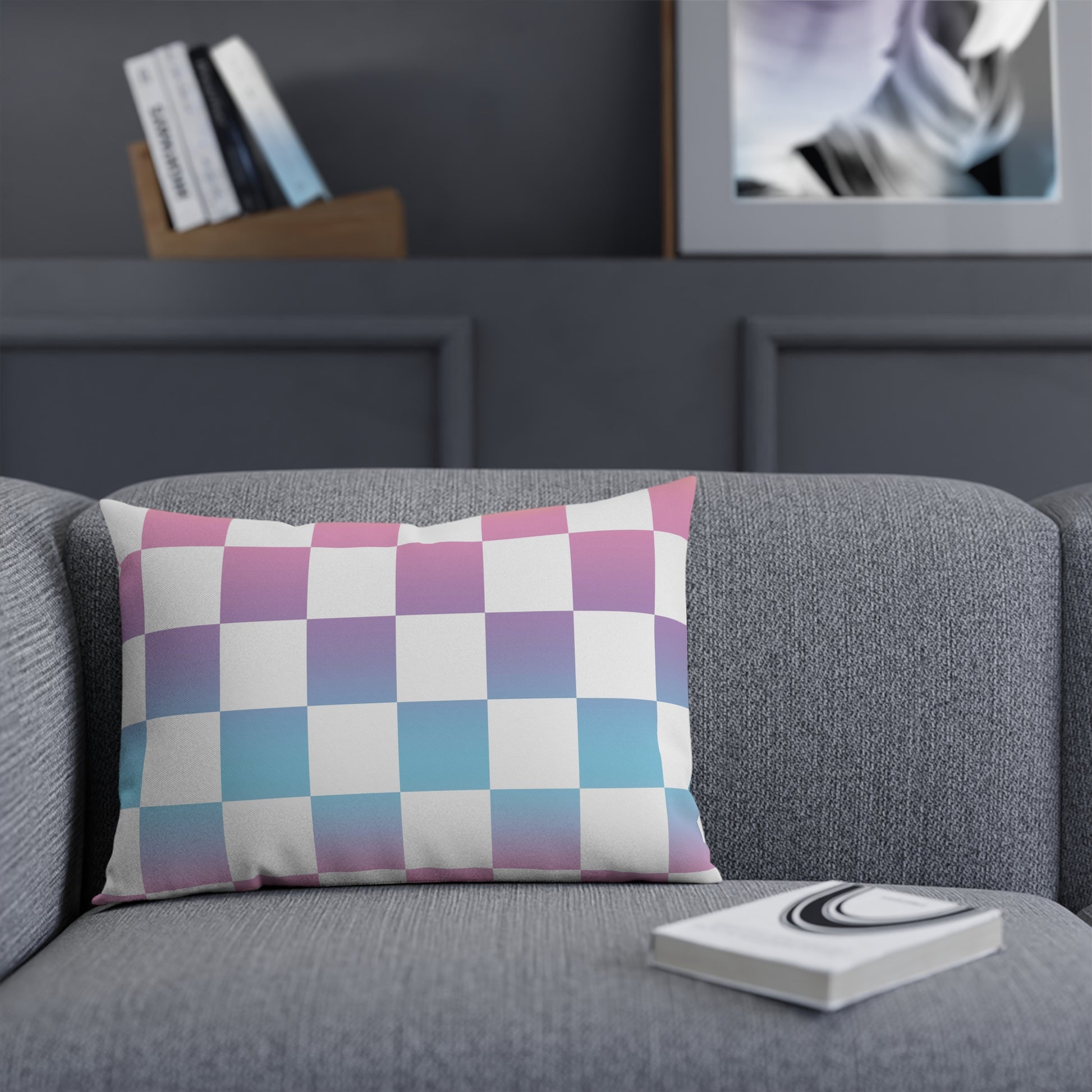 Vaporwave Check Cushion, Artsulli - Art is Long, Life is Short, Home Decor, , , , , , , 
