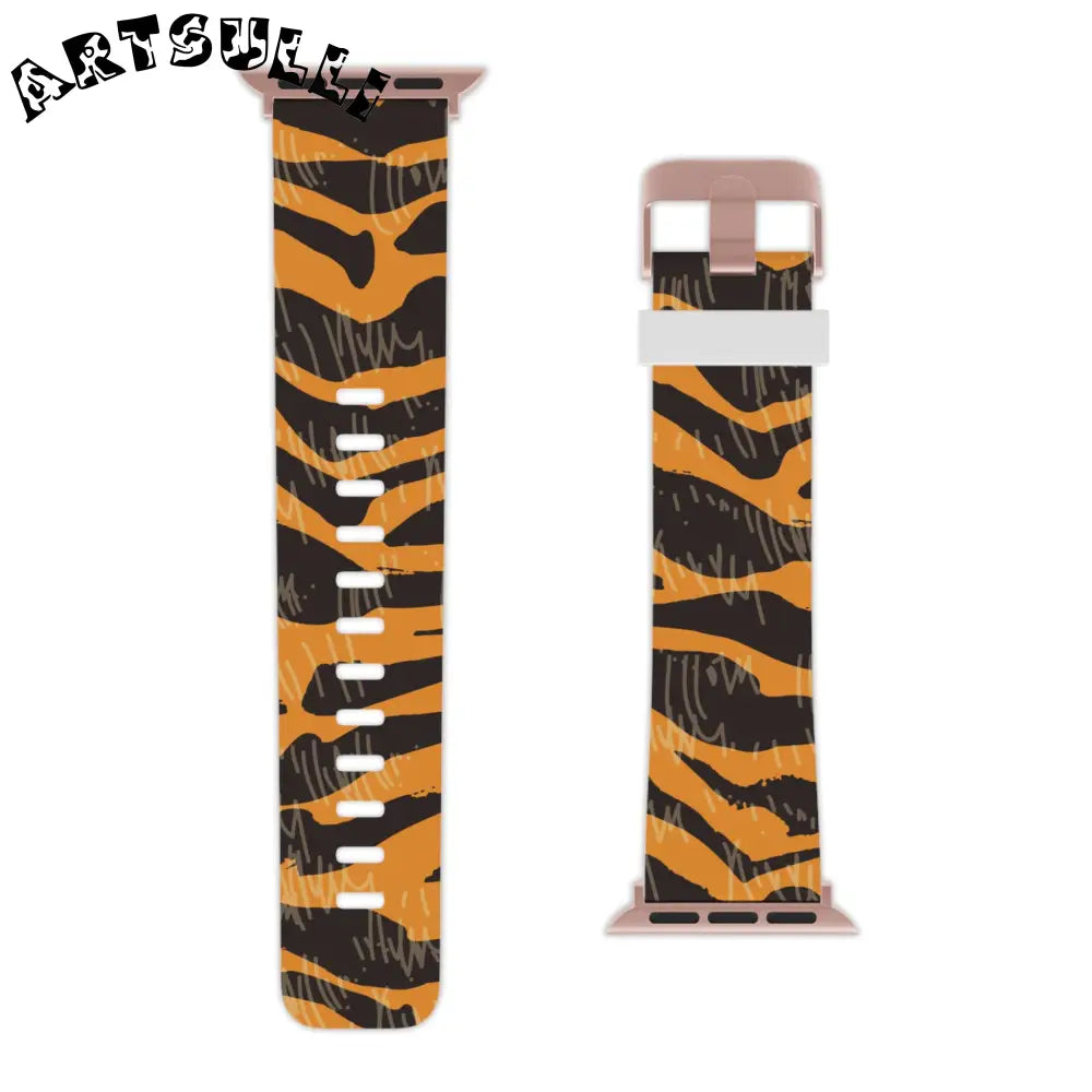 JAKKOUTTHEBXX Tiger Scratches Orange & Black Watch Band for Apple