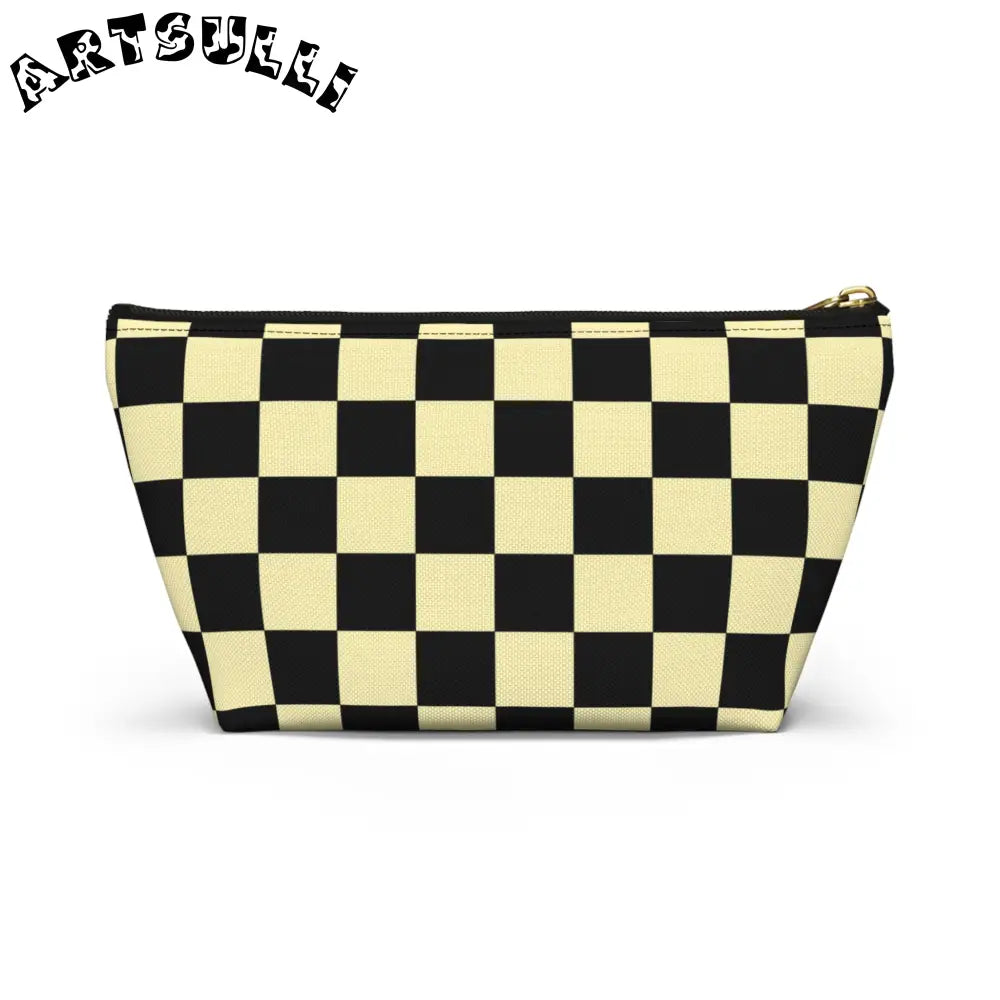JAKKOUTTHEBXX Checkerboard Black and Yellow Accessory Pouch w