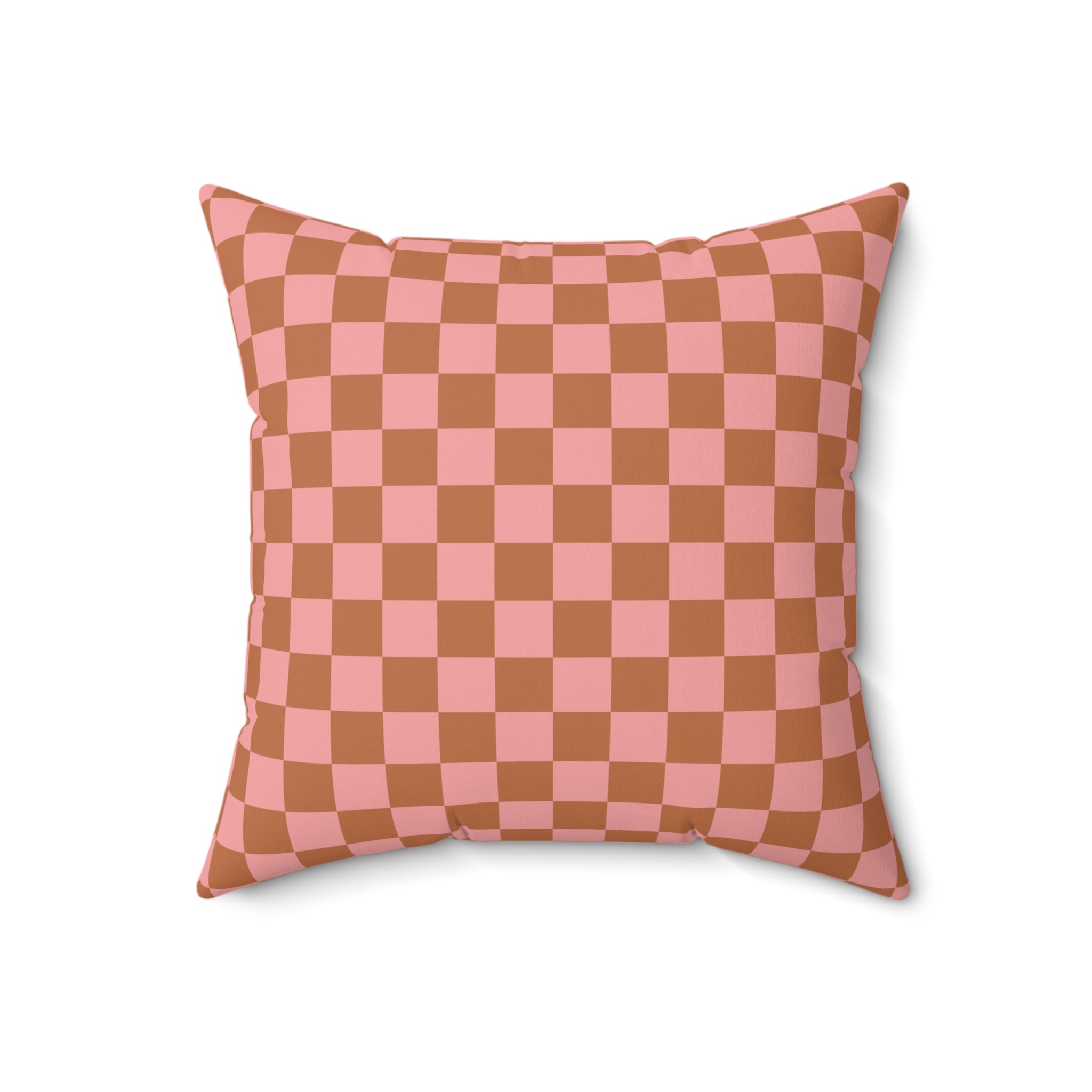 Chessboard Pink and Brown Spun Polyester Square Pillow, Artsulli - Art is Long, Life is Short, Home Decor, , , , , , , 