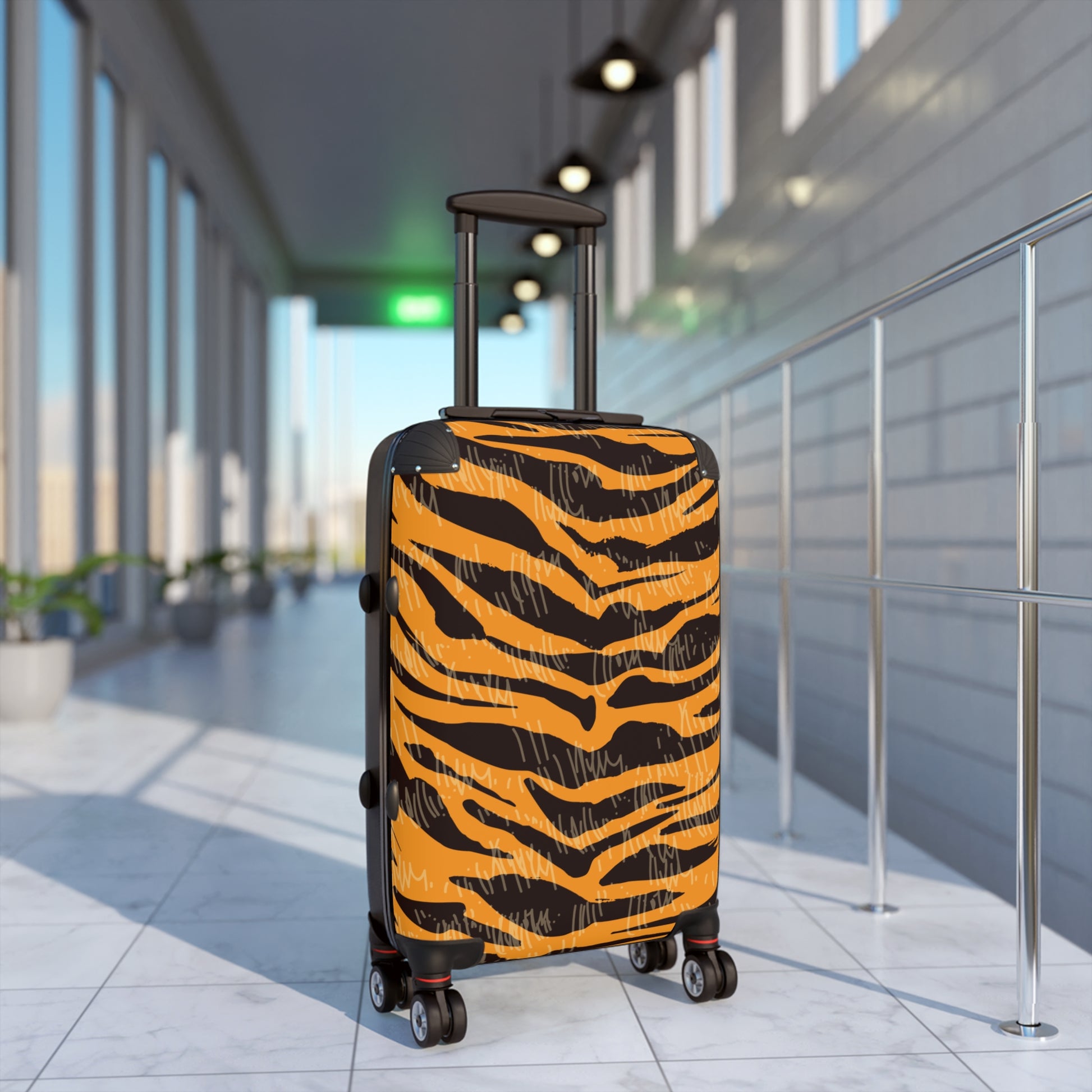 Tiger Scratches Orange & Black Suitcase, Artsulli - Art is Long, Life is Short, Bags, , , , , , , 