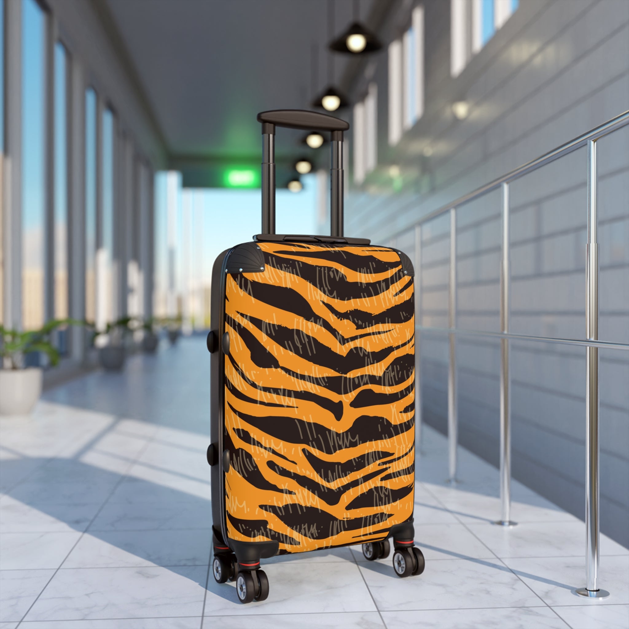 Tiger Scratches Orange & Black Suitcase, Artsulli - Art is Long, Life is Short, Bags, , , , , , , 