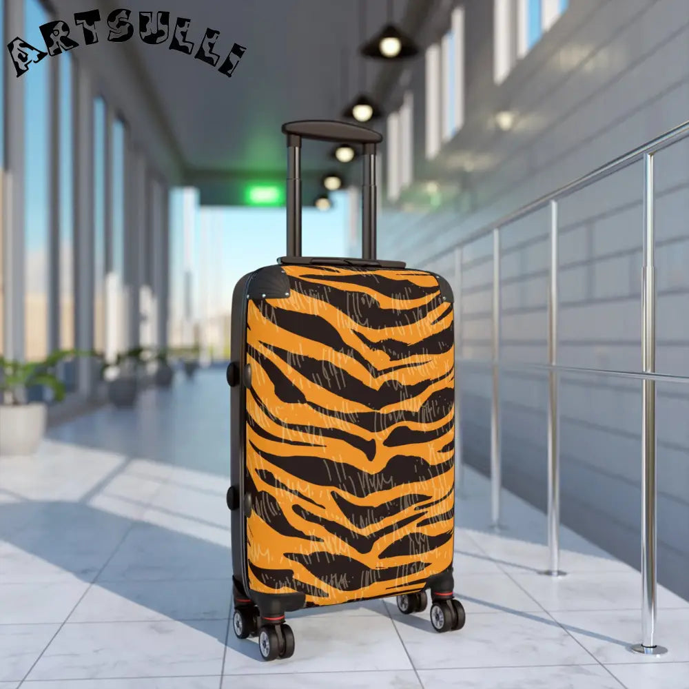 JAKKOUTTHEBXX Tiger Scratches Orange & Black Suitcase JAKKOUTTHEBXX