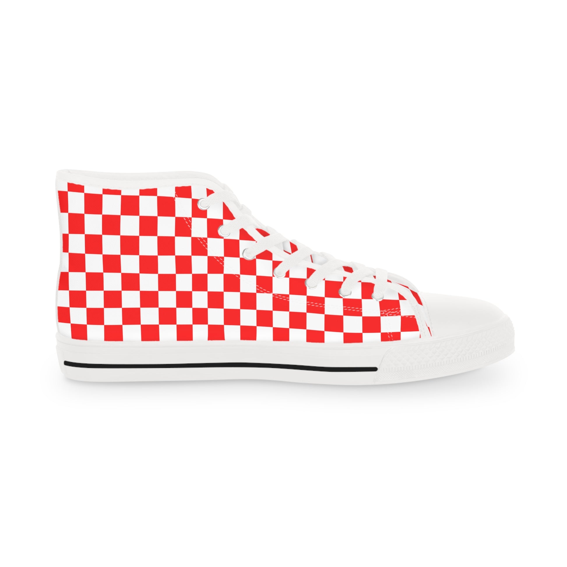 Checkerboard II Red and White Copy of Men's High Top Sneakers, Artsulli - Art is Long, Life is Short, Shoes, , , , , , , 