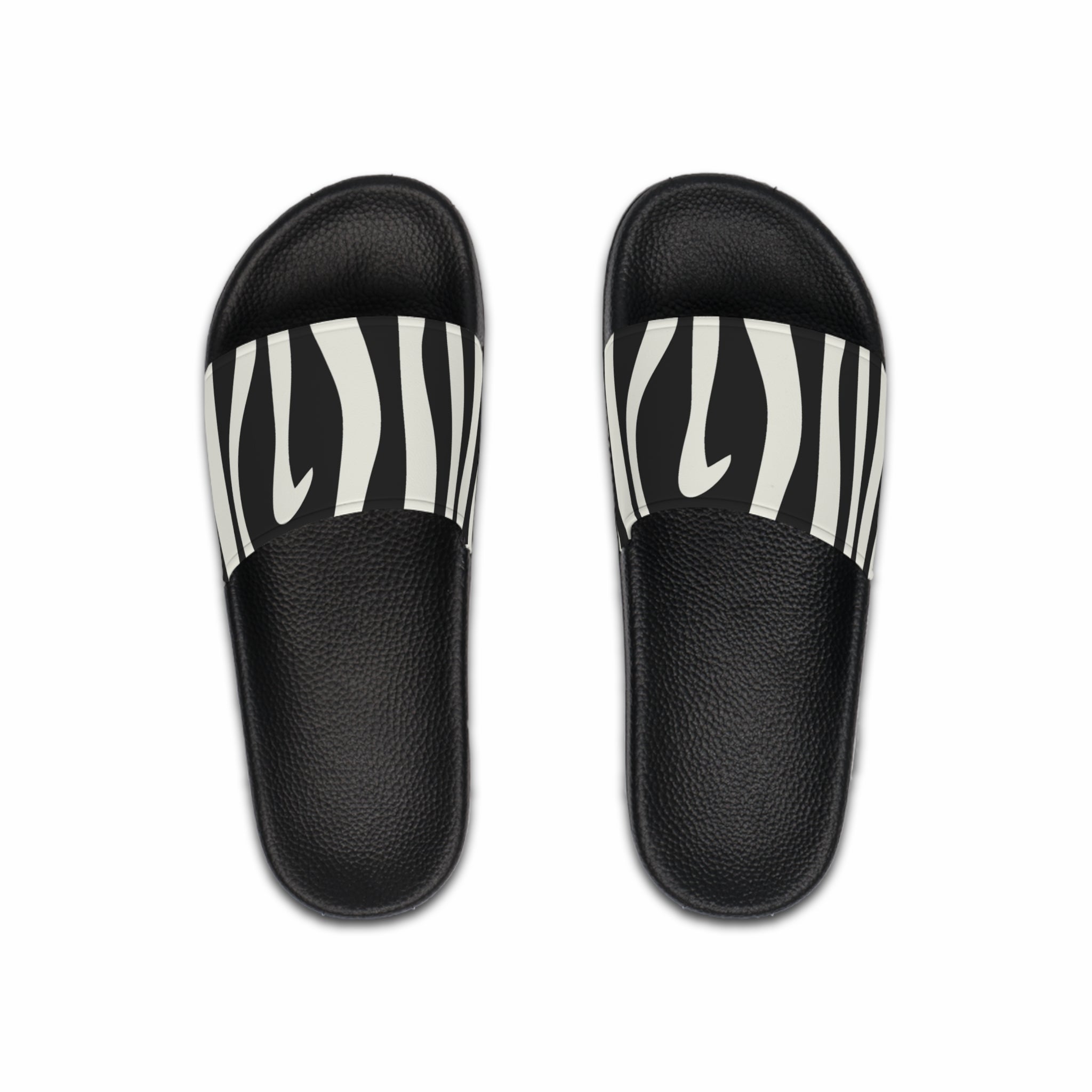 Melting Zebra Stripes Black and White Men's Slide Sandals, Artsulli - Art is Long, Life is Short, Shoes, Color, Black sole, Size, US 6, , , 69645495218181