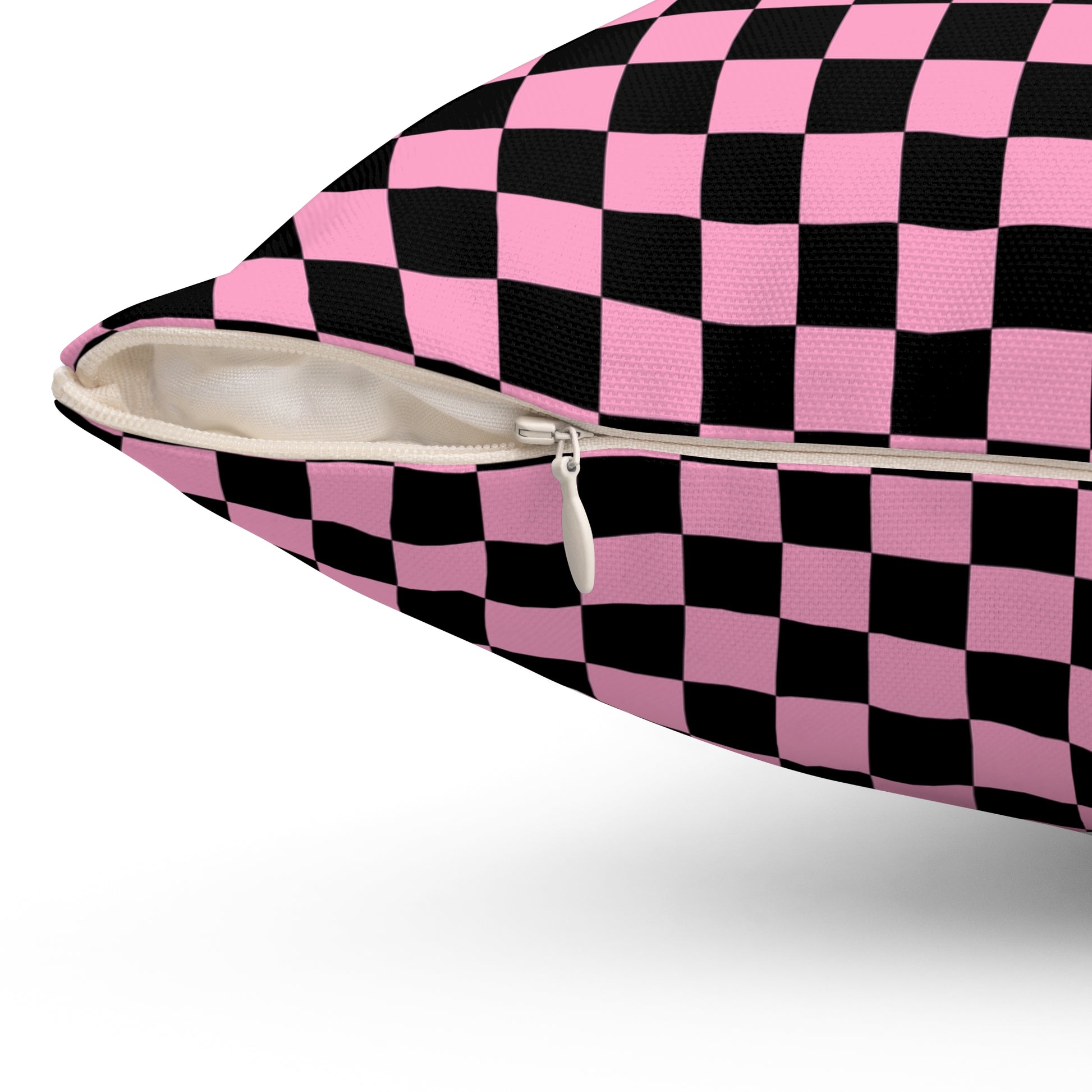 Checkerboard II Black and Pink Spun Polyester Square Pillow, Artsulli - Art is Long, Life is Short, Home Decor, , , , , , , 
