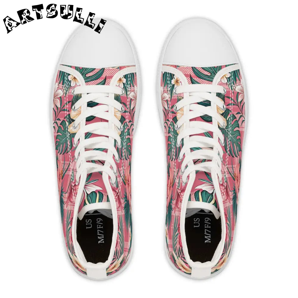 JAKKOUTTHEBXX Plaid x Floral III Pink and Green Women’s High Top