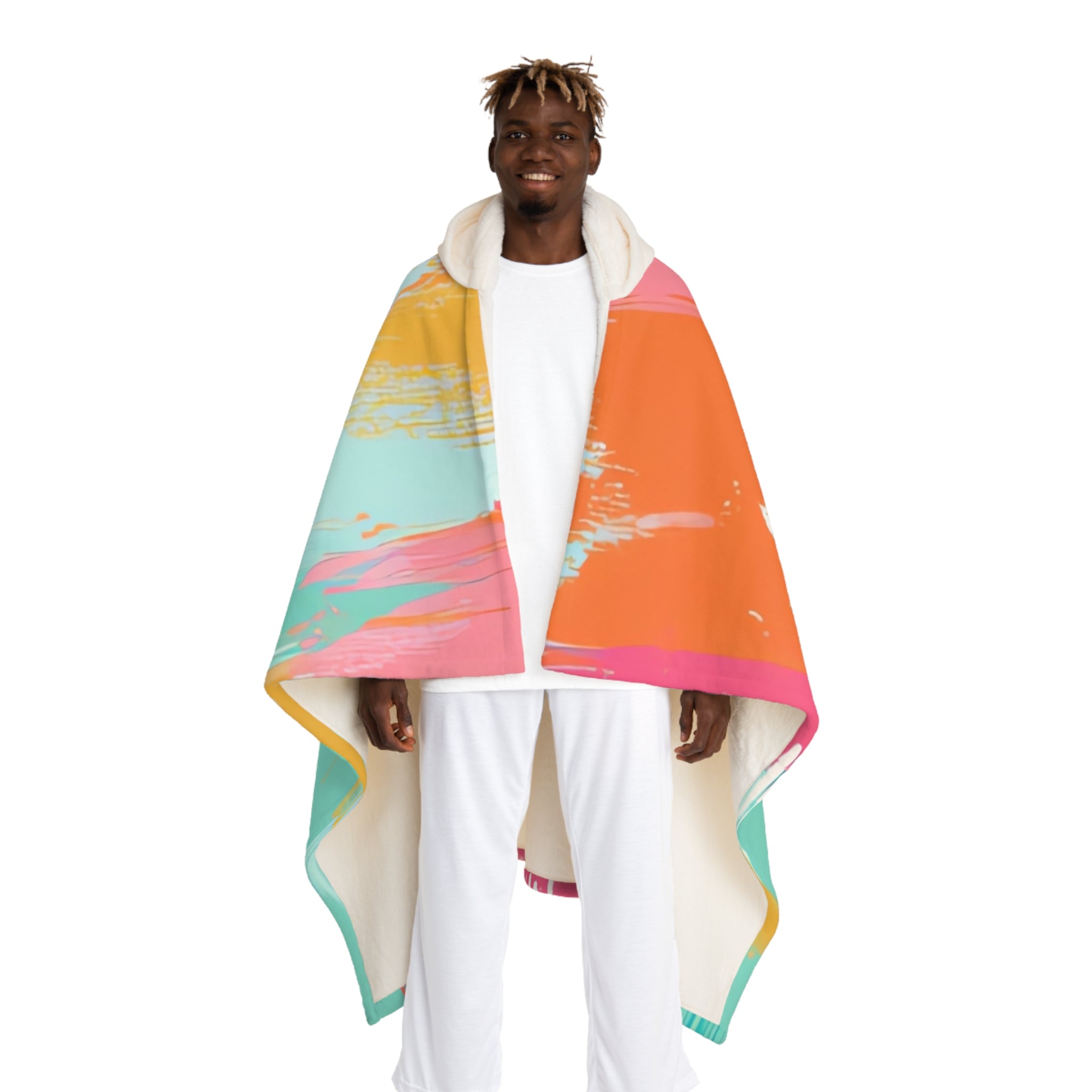 Preppy Pixel Bloom Hooded Sherpa Fleece Blanket, Artsulli - Art is Long, Life is Short, All Over Prints, Size, One size, Color, Cream, , , 20148957389605857566