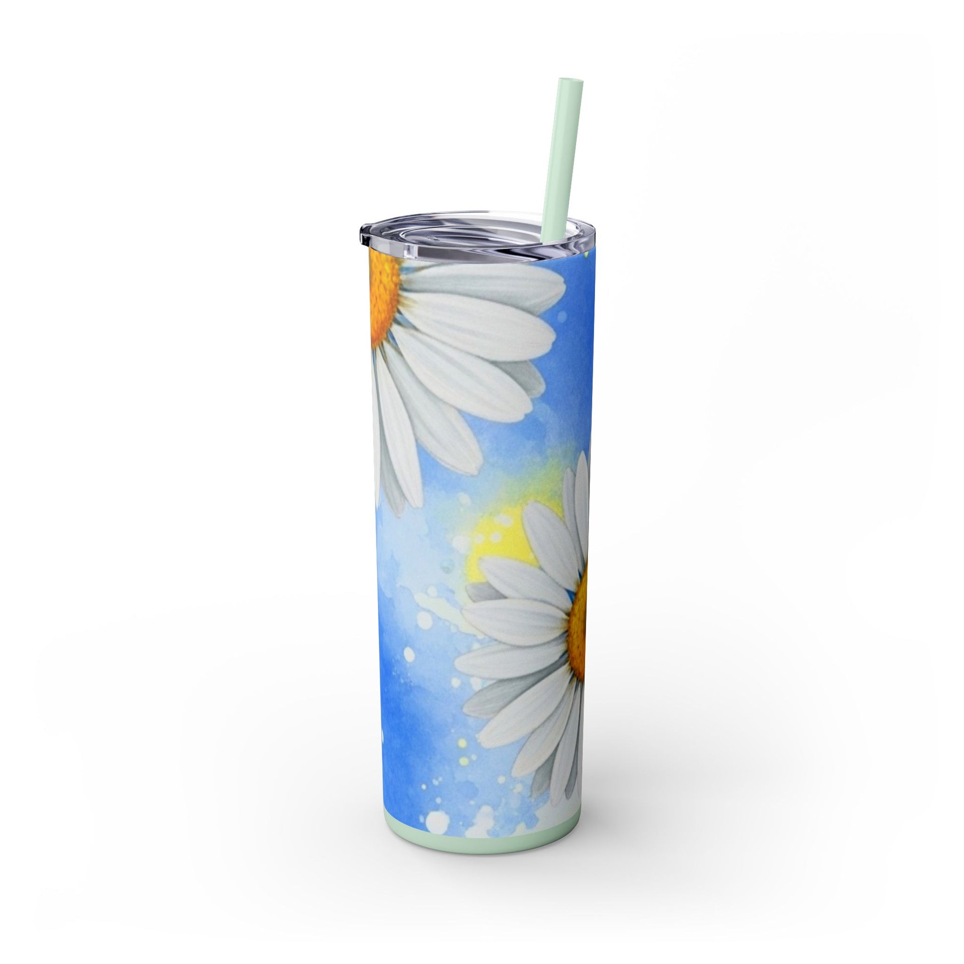 Daisies Skinny Tumbler with Straw, 20oz, Artsulli - Art is Long, Life is Short, Mug, , , , , , , 