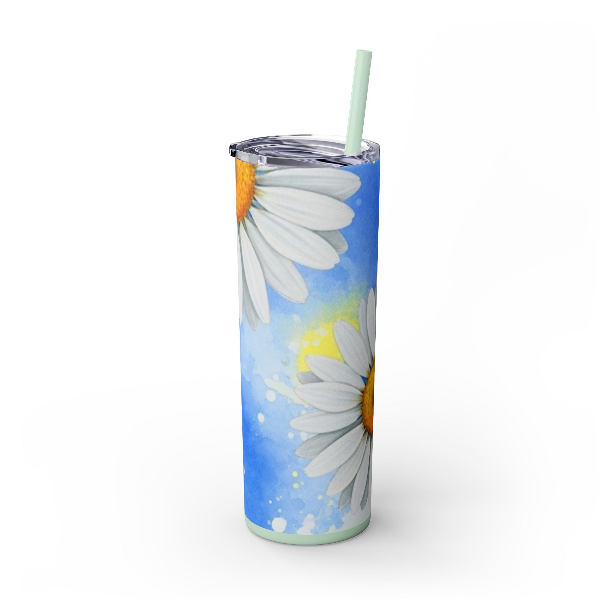 Daisies Skinny Tumbler with Straw, 20oz, Artsulli - Art is Long, Life is Short, Mug, , , , , , , 