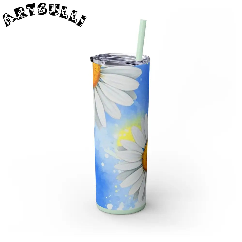 JAKKOUTTHEBXX Daisies Skinny Tumbler with Straw 20oz JAKKOUTTHEBXX