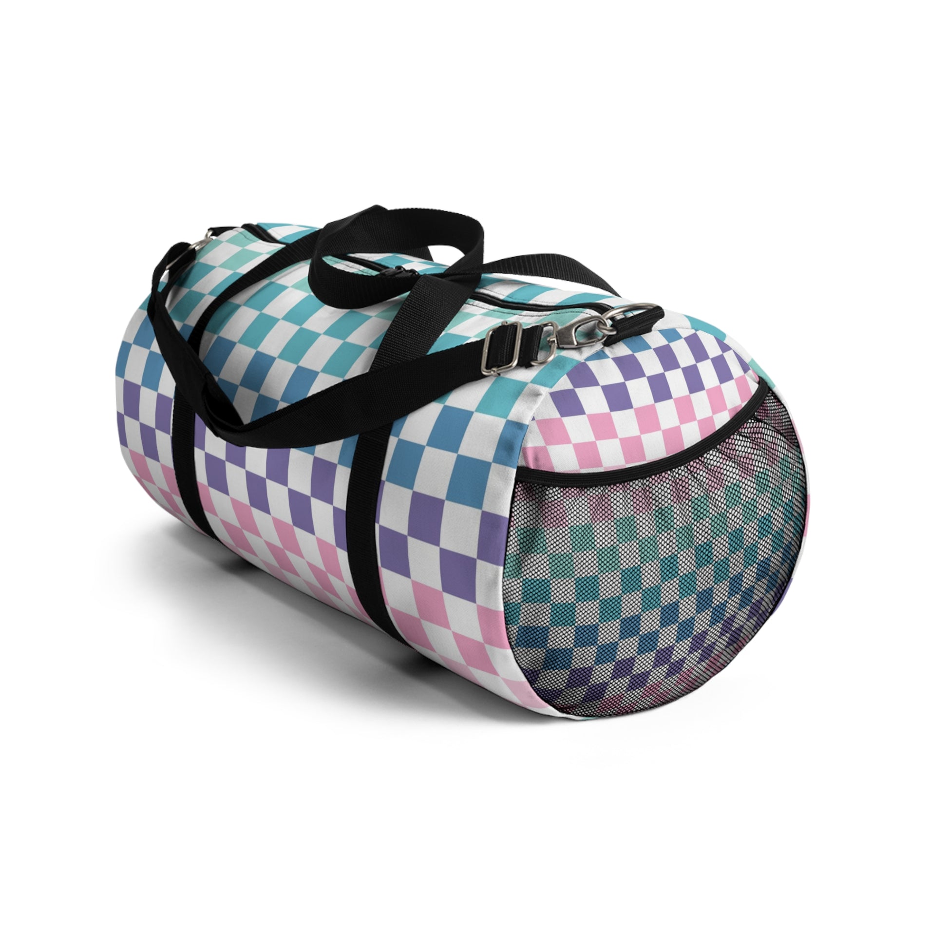 Vaporwave Rainbow  Checkerboard Multi-Color Duffel Bag, Artsulli - Art is Long, Life is Short, Bags, , , , , , , 