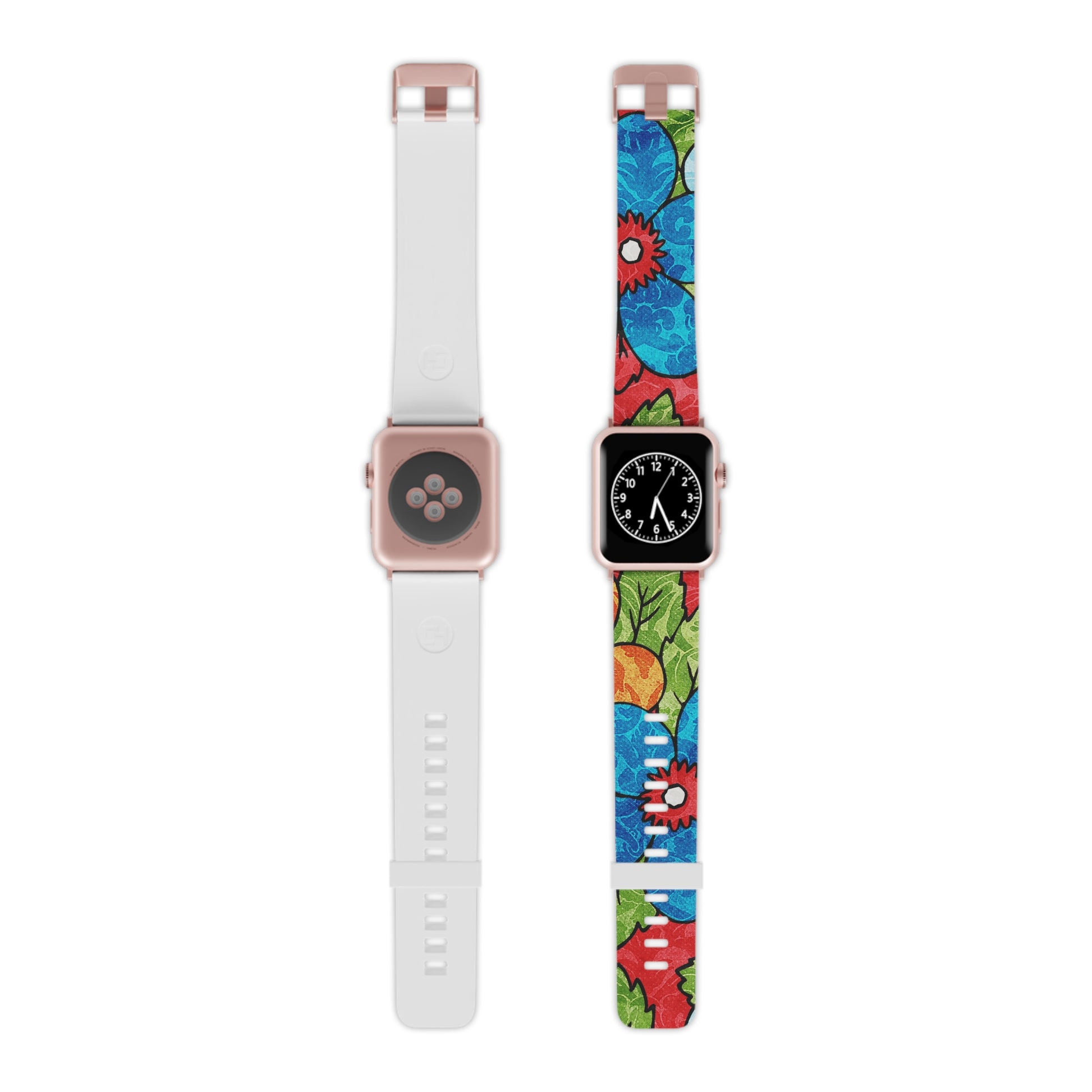 Groovy Red Floral Kl II Watch Band for Apple Watch, Artsulli - Art is Long, Life is Short, Accessories, Size, 8'' × 0.75'' / 38 - 40 mm, Color, Rose Gold, , , 67698678764203241141