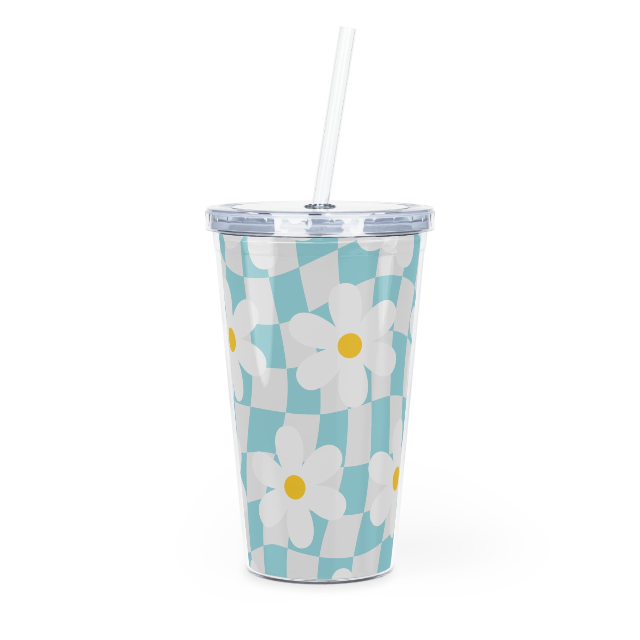 Trippy Check Garden Plastic Tumbler with Straw, Artsulli - Art is Long, Life is Short, Mug, Size, 20oz, Color, Transparent, , , 29123043606685839600