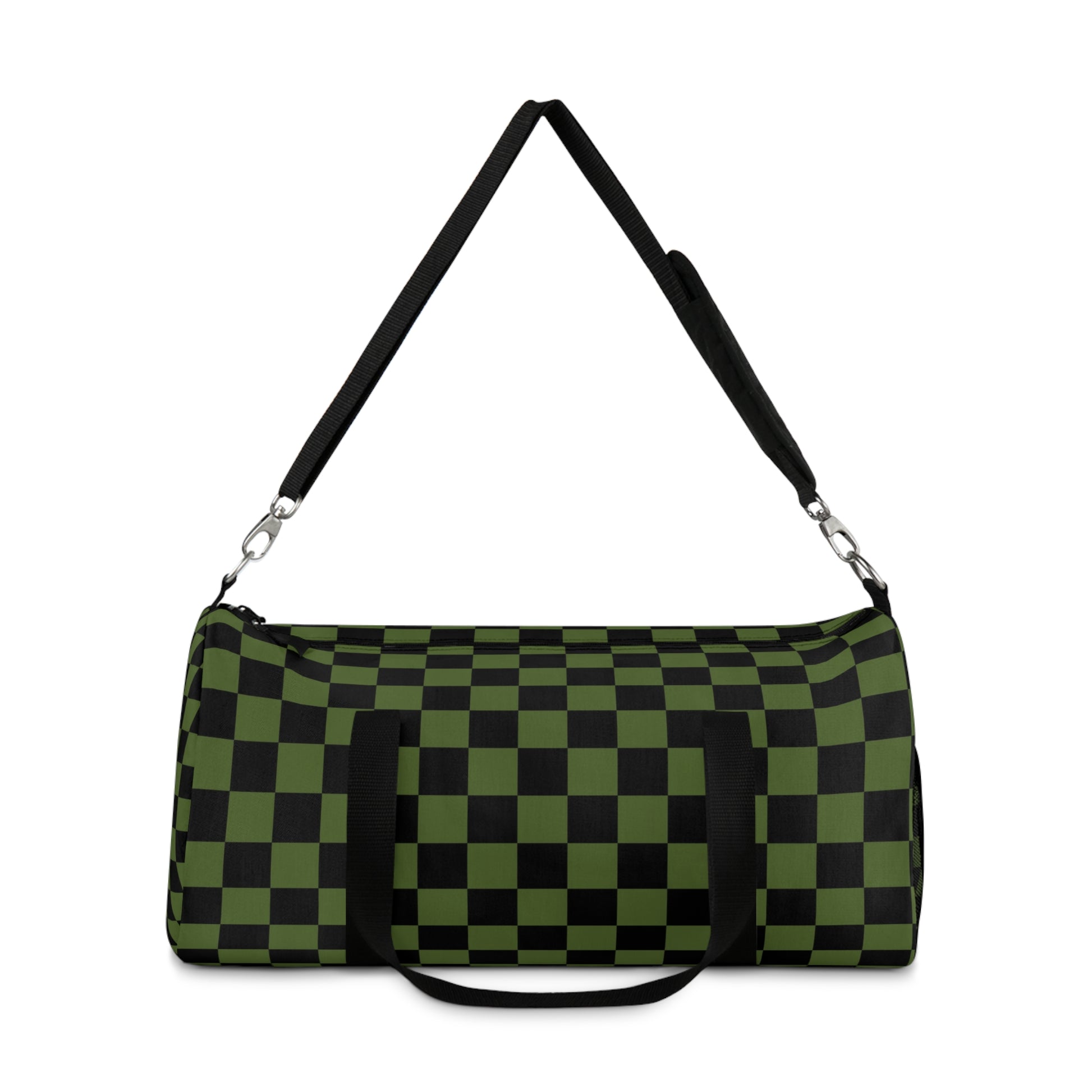 Checkerboard Olive Green and Black Duffel Bag, Artsulli - Art is Long, Life is Short, Bags, , , , , , , 