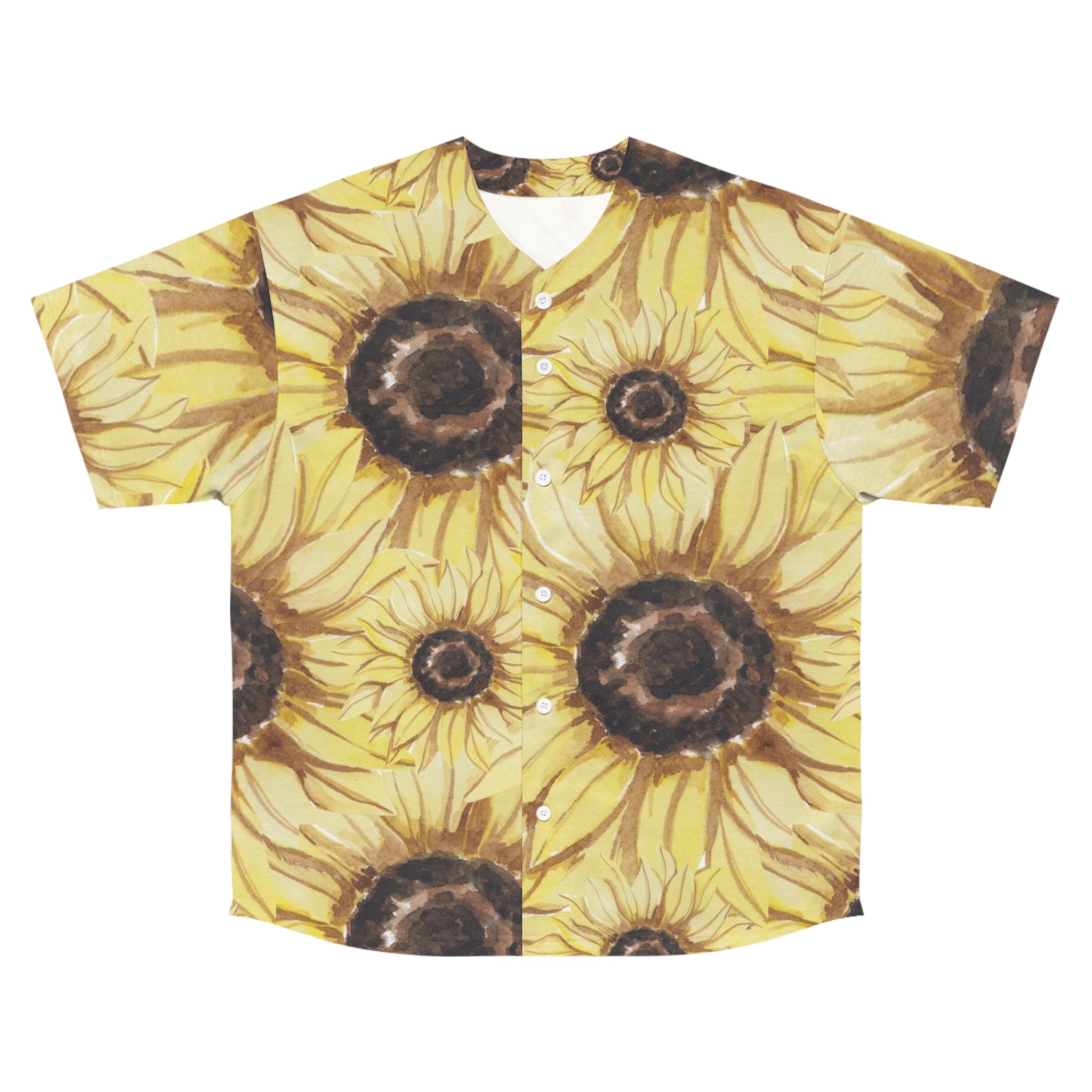 Retro Anime Sunflower Men's Baseball Jersey (AOP), Artsulli - Art is Long, Life is Short, All Over Prints, Size, S, Color, Seam thread color automatically matched to design, , , 93262804251189809476