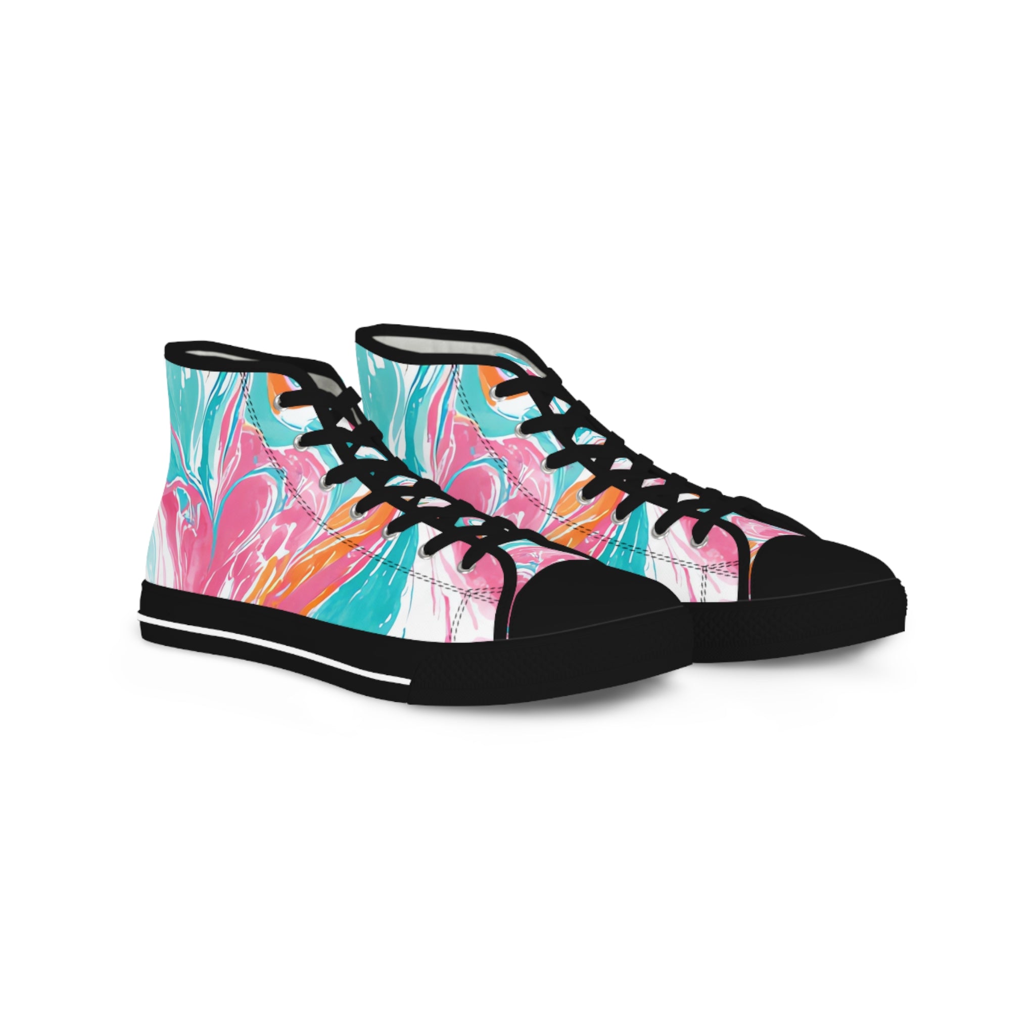 Liquid Pastel Spill II Multi-Color Men's High Top Sneakers, Artsulli - Art is Long, Life is Short, Shoes, Size, US 5, Color, Black sole, , , 54037099282893057705