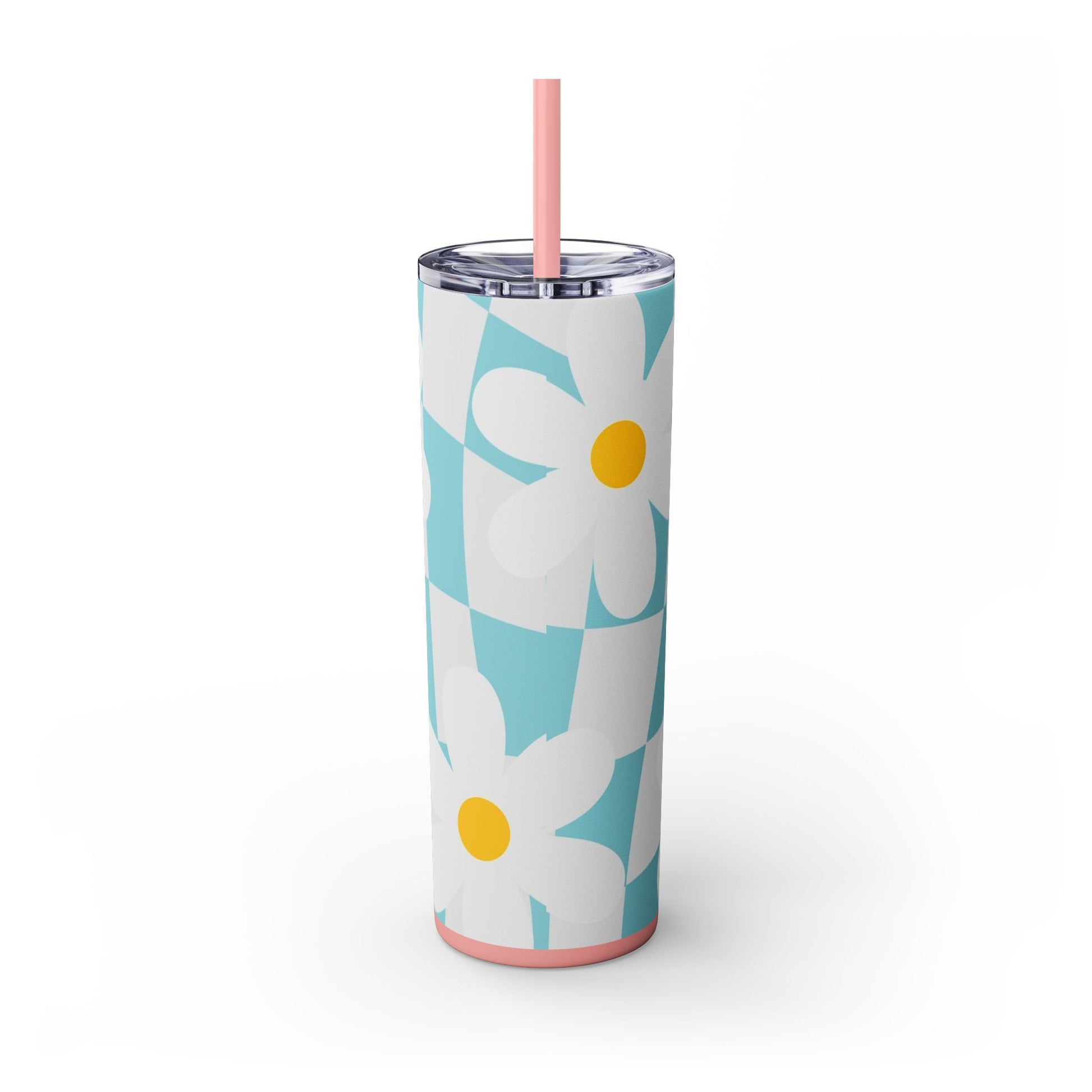 Trippy Check Garden Skinny Tumbler with Straw, 20oz, Artsulli - Art is Long, Life is Short, Mug, , , , , , , 