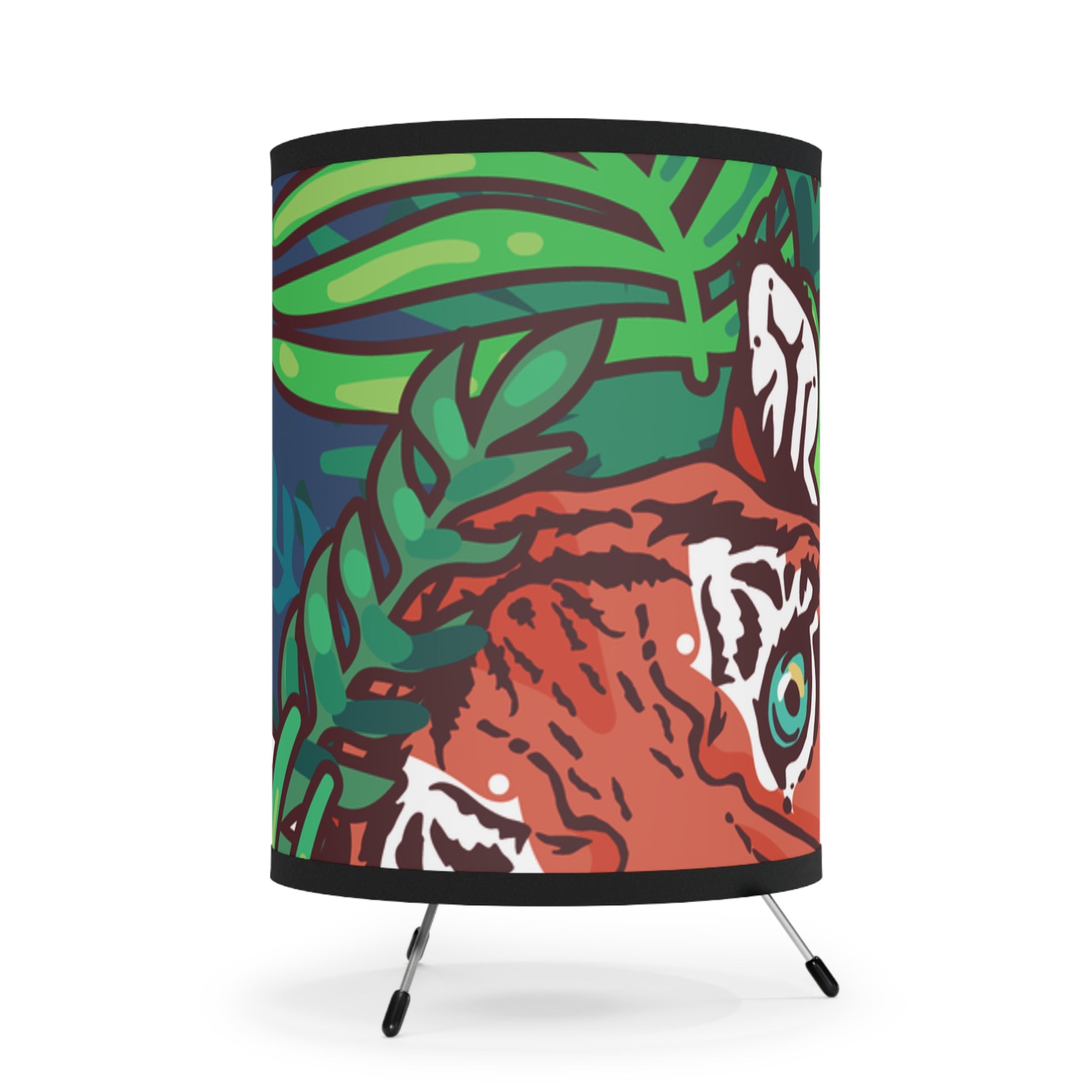 Tropical Jungle Tigers Blue and Green Tripod Lamp with High-Res Printed Shade, US\CA plug, Artsulli - Art is Long, Life is Short, Home Decor, , , , , , , 