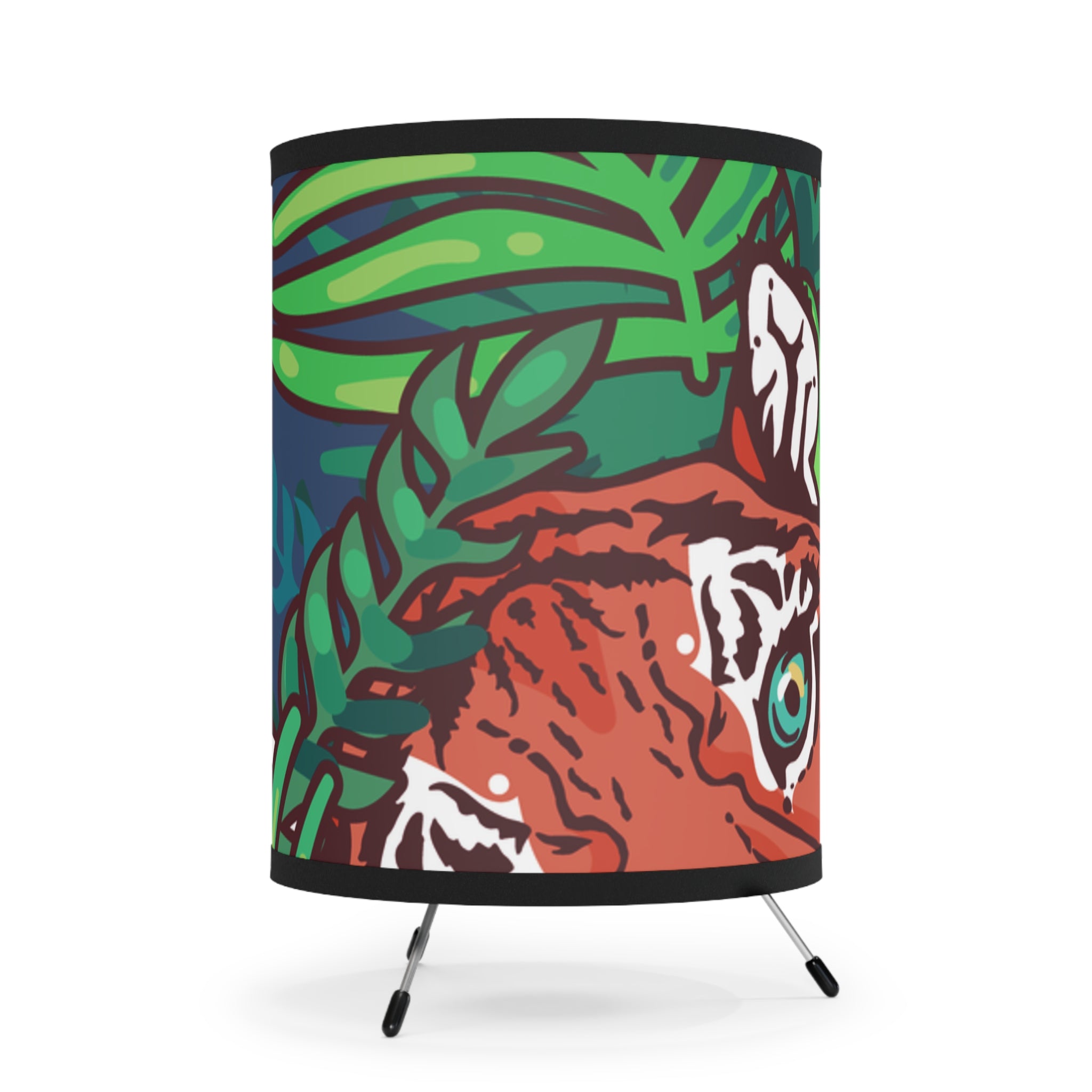 Tropical Jungle Tigers Blue and Green Tripod Lamp with High-Res Printed Shade, US\CA plug, Artsulli - Art is Long, Life is Short, Home Decor, , , , , , , 