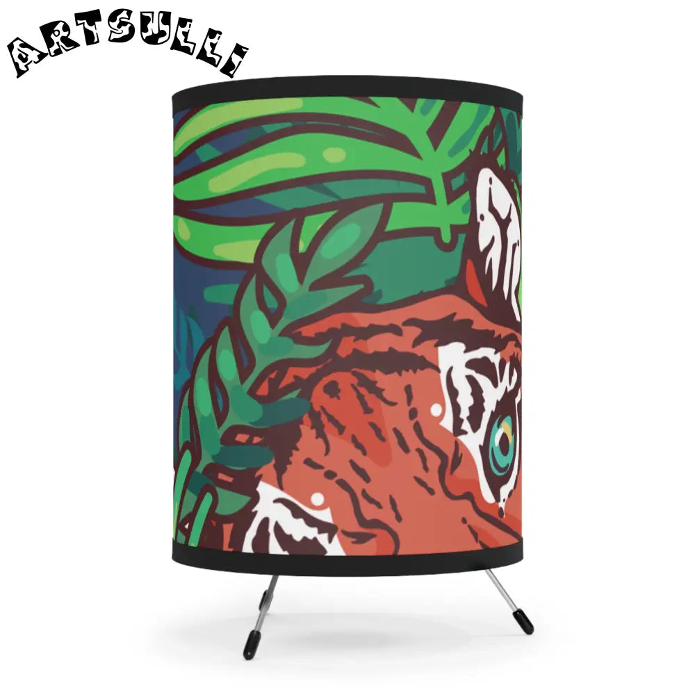 JAKKOUTTHEBXX Tropical Jungle Tigers Blue and Green Tripod Lamp