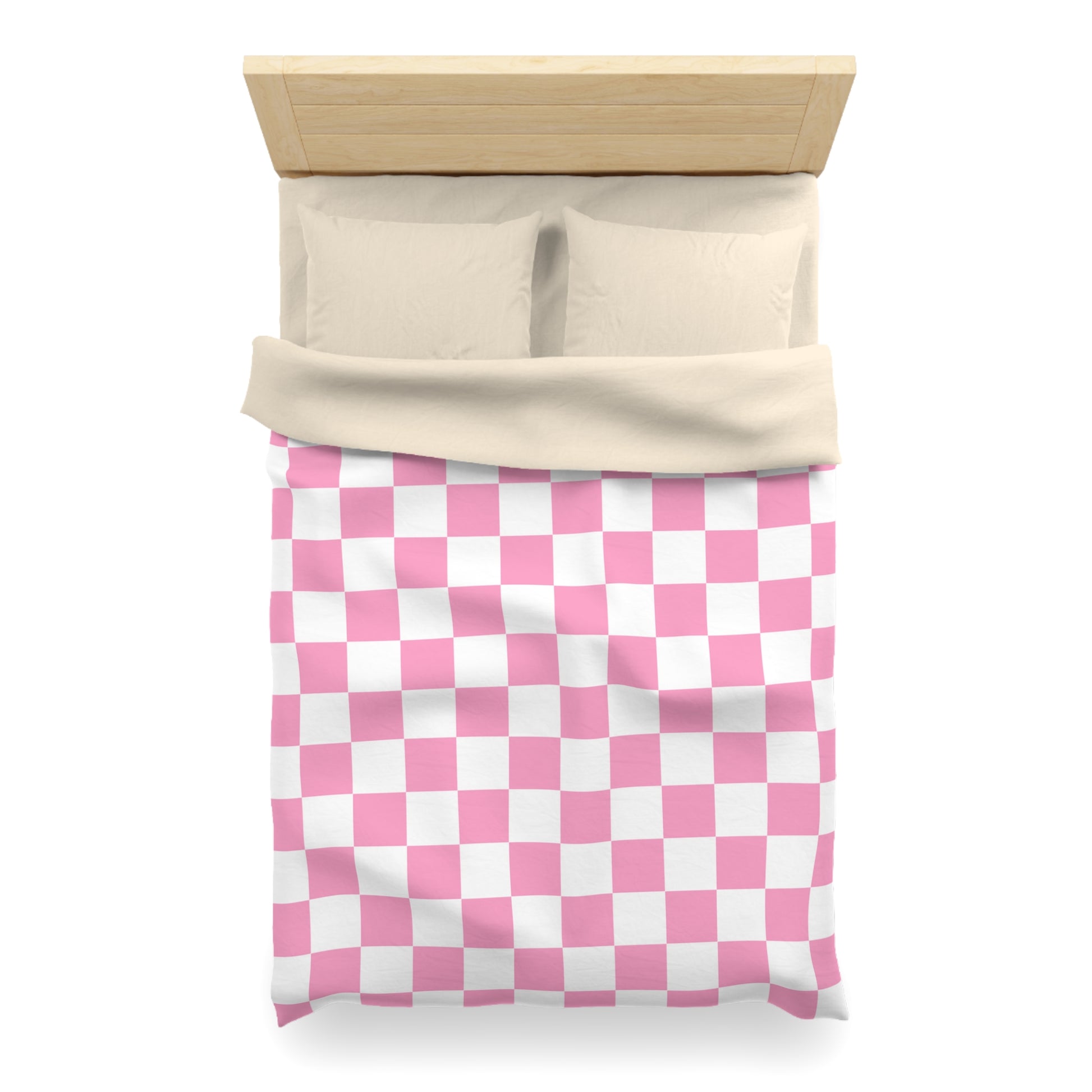 Checkerboard Hot Pink and White Microfiber Duvet Cover, Artsulli - Art is Long, Life is Short, Home Decor, , , , , , , 