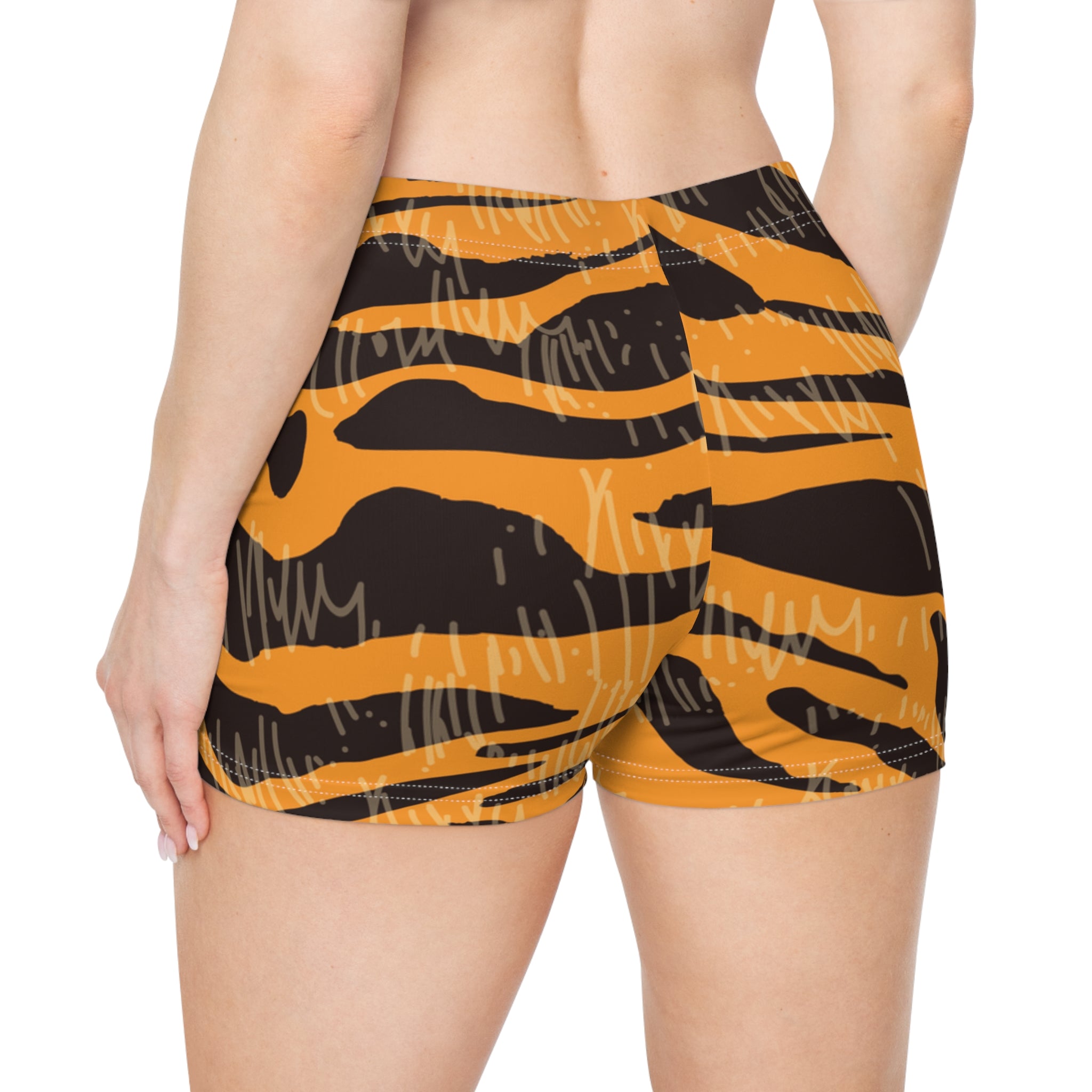 Tiger Scratches Orange & Black Women's Shorts (AOP), Artsulli - Art is Long, Life is Short, All Over Prints, , , , , , , 