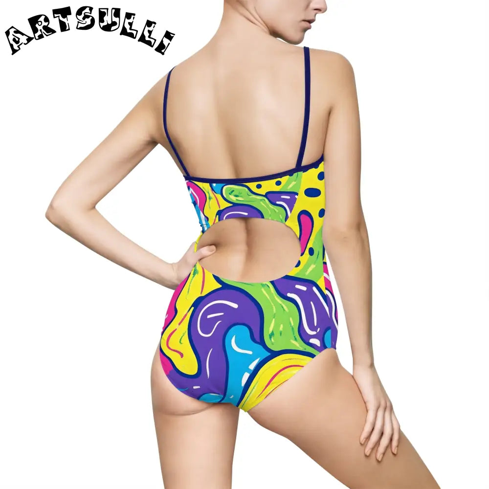 JAKKOUTTHEBXX Colorful Abstract Print One-Piece Swimsuit 2025