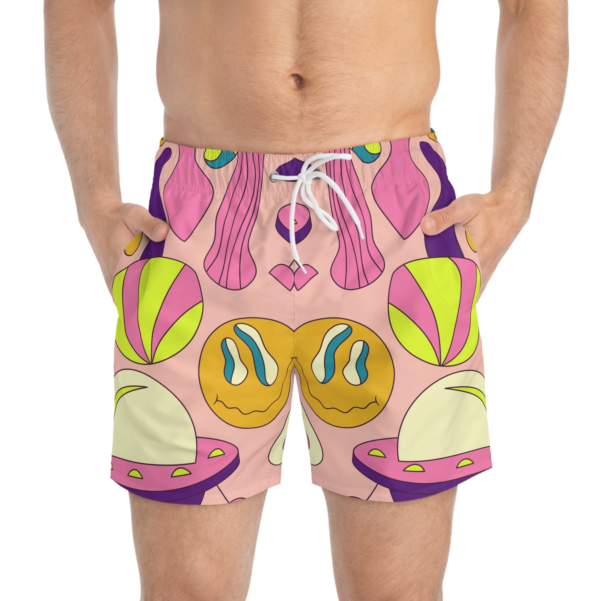 Trippy Spaceships Swim Trunks (AOP), Artsulli - Art is Long, Life is Short, All Over Prints, , , , , , , 
