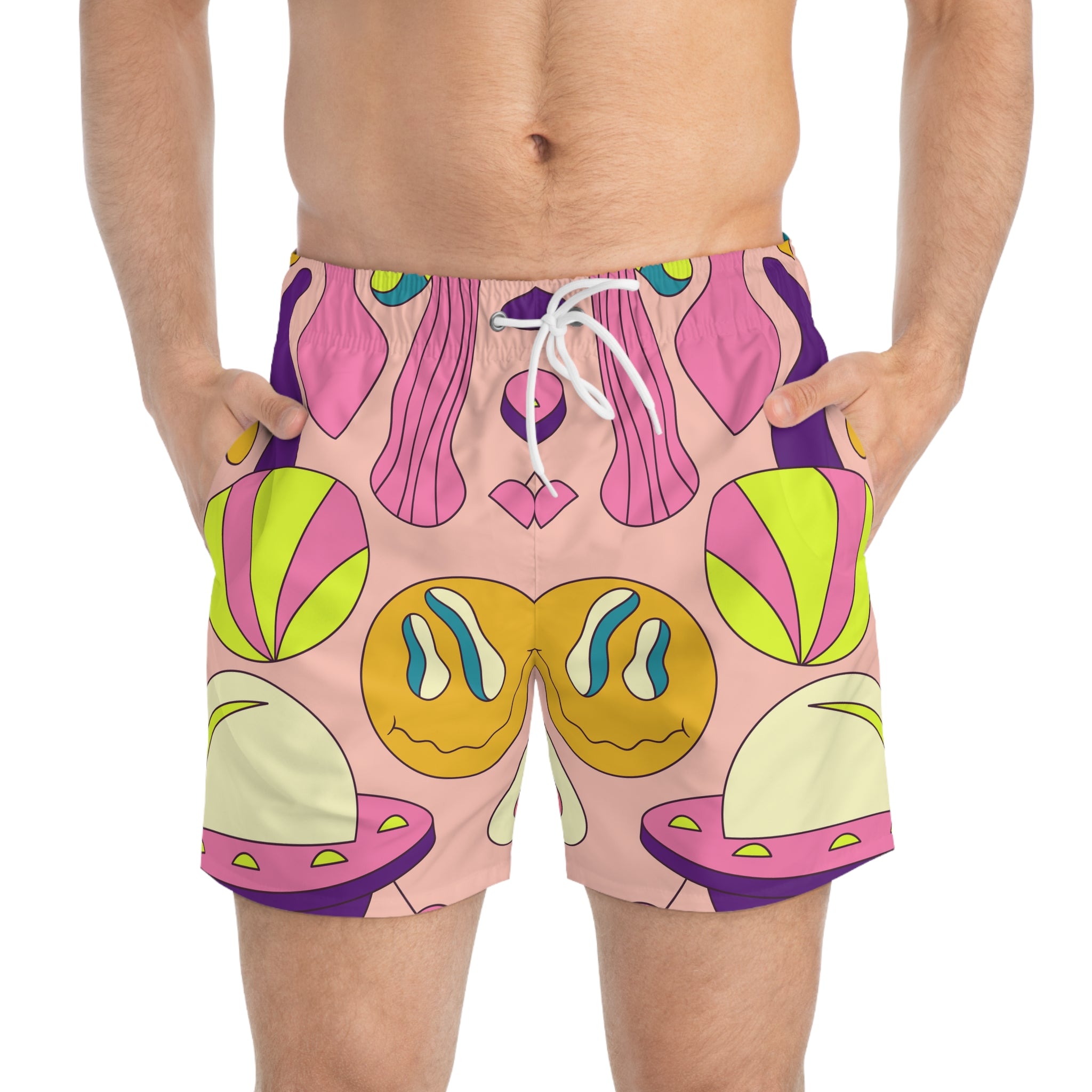 Trippy Spaceships Swim Trunks (AOP), Artsulli - Art is Long, Life is Short, All Over Prints, , , , , , , 