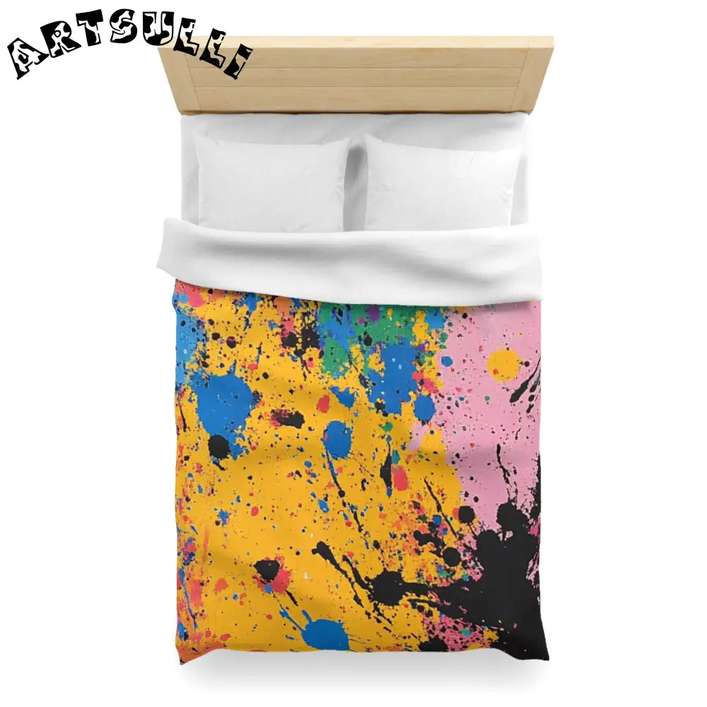 JAKKOUTTHEBXX The Colors Of Paint Splatter Microfiber Duvet Cover