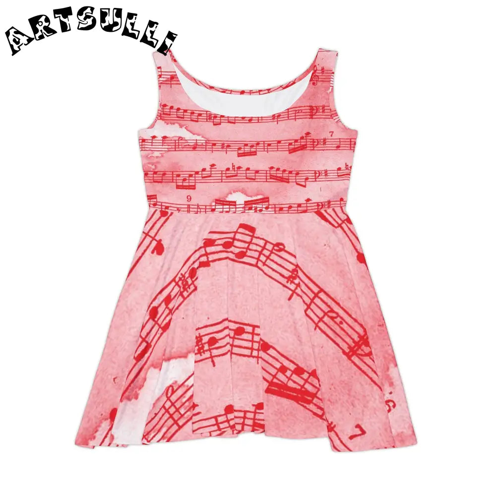 JAKKOUTTHEBXX Pink Musical Note Art Printed Skater Dress 2025