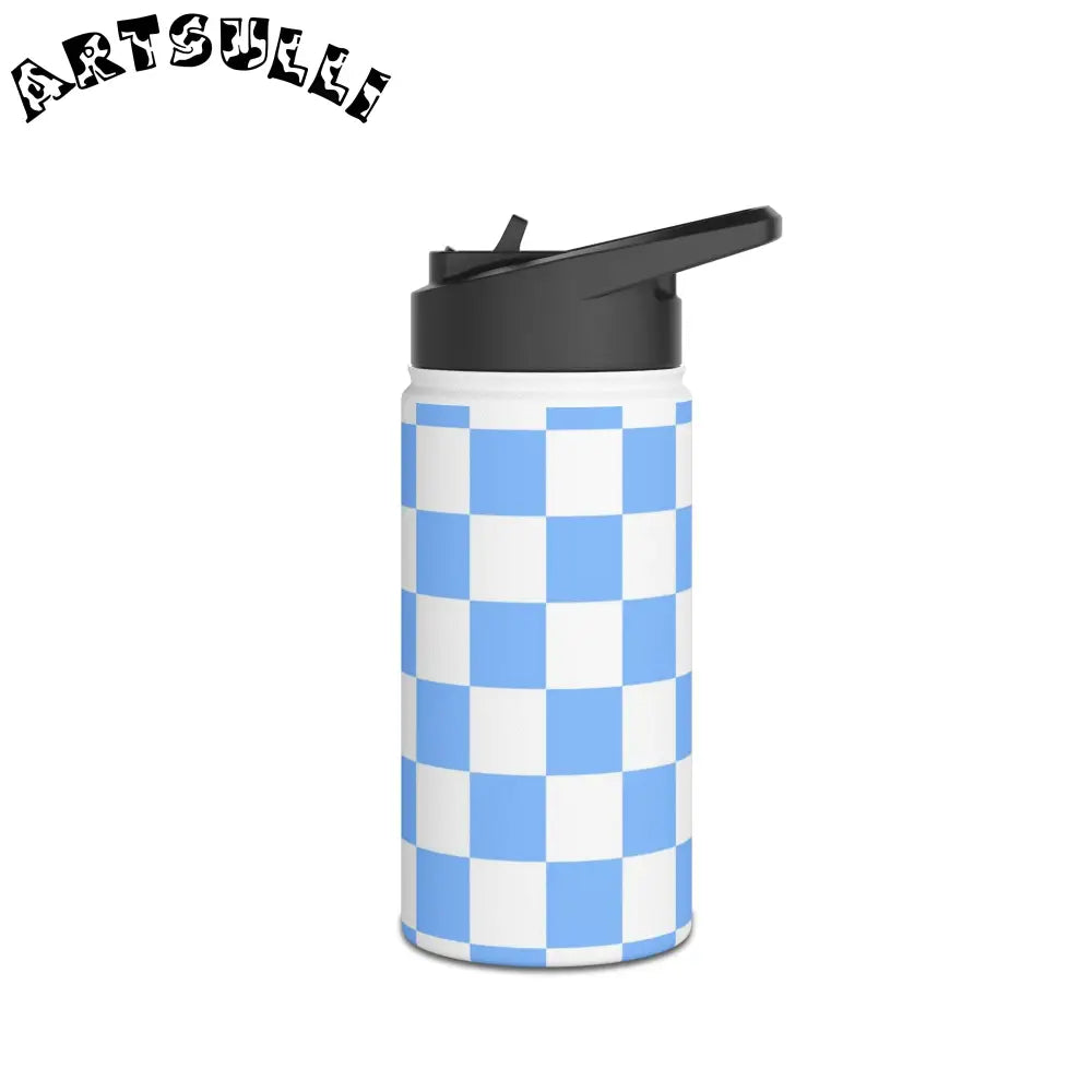 JAKKOUTTHEBXX Checkerboard White and Light Blue Stainless Steel