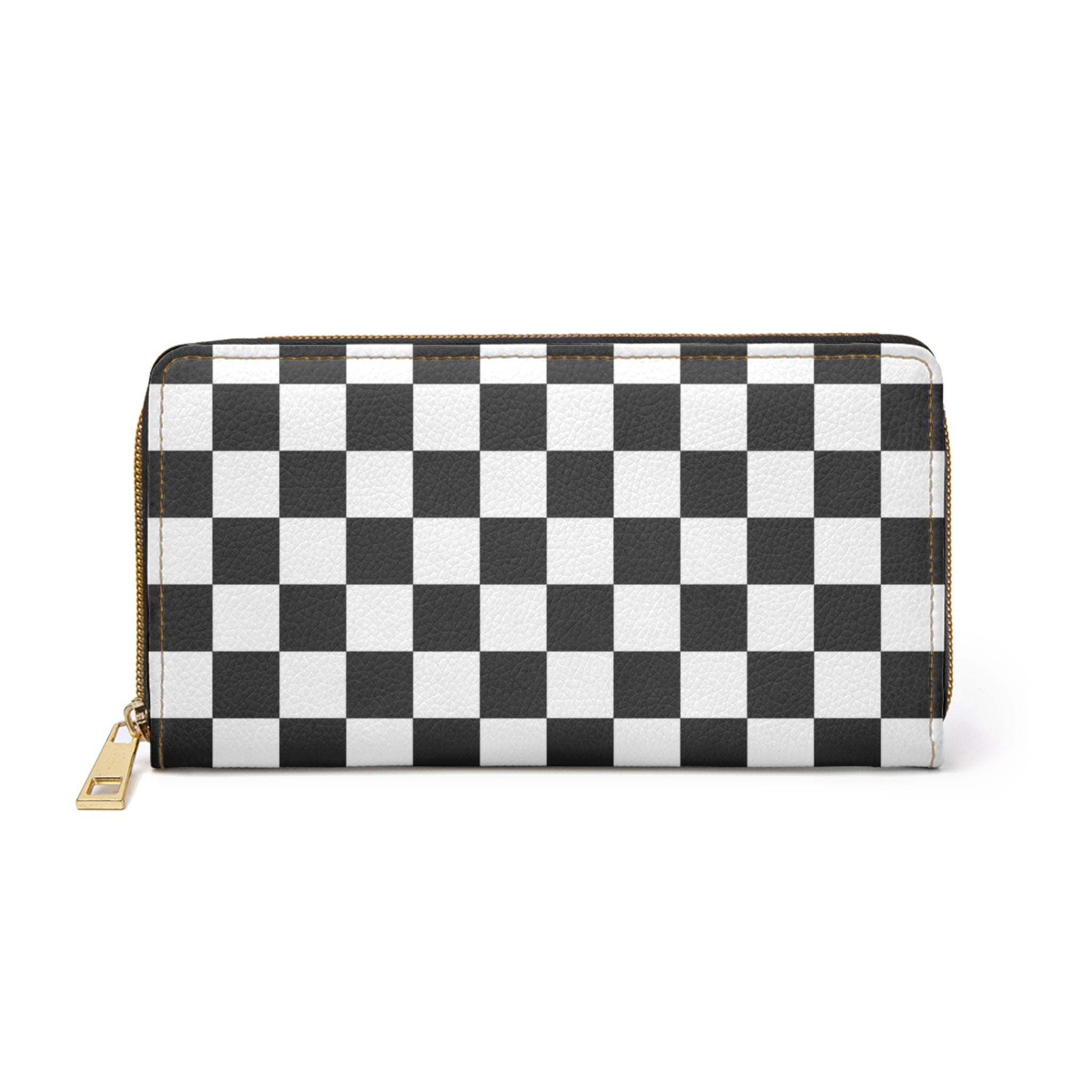 Checkerboard White and Black Zipper Wallet, Artsulli - Art is Long, Life is Short, Accessories, Size, One size, Color, White, , , 78236562180497888260