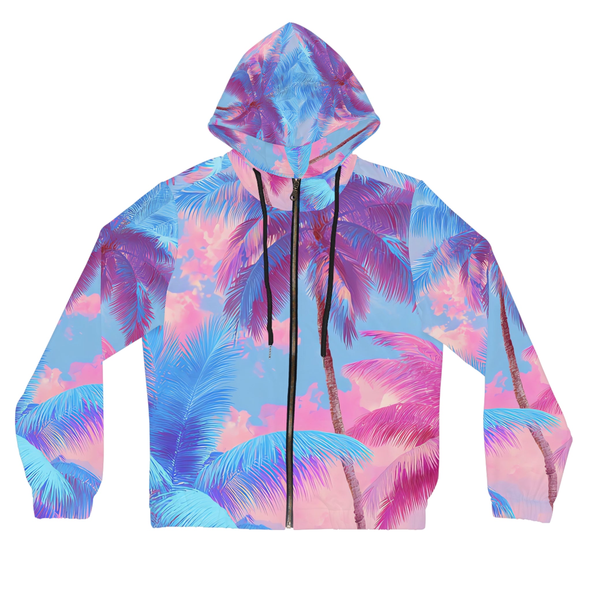 Ethereal Pastel Palms Women’s Full-Zip Hoodie (AOP), Artsulli - Art is Long, Life is Short, All Over Prints, Size, XS, Color, Black, , , 15456235992243735649
