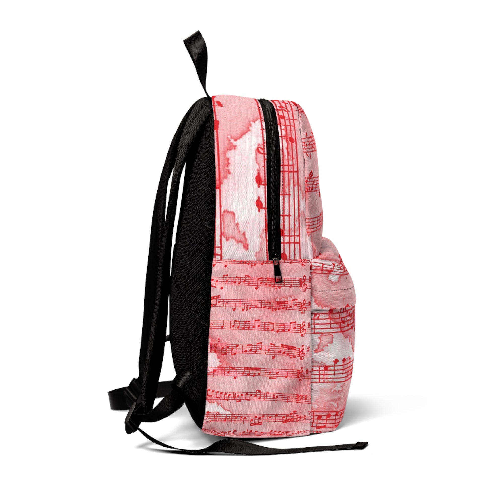 Drip Spill Type Beat Sheet Music Red Unisex Classic Backpack, Artsulli - Art is Long, Life is Short, Bags, , , , , , , 