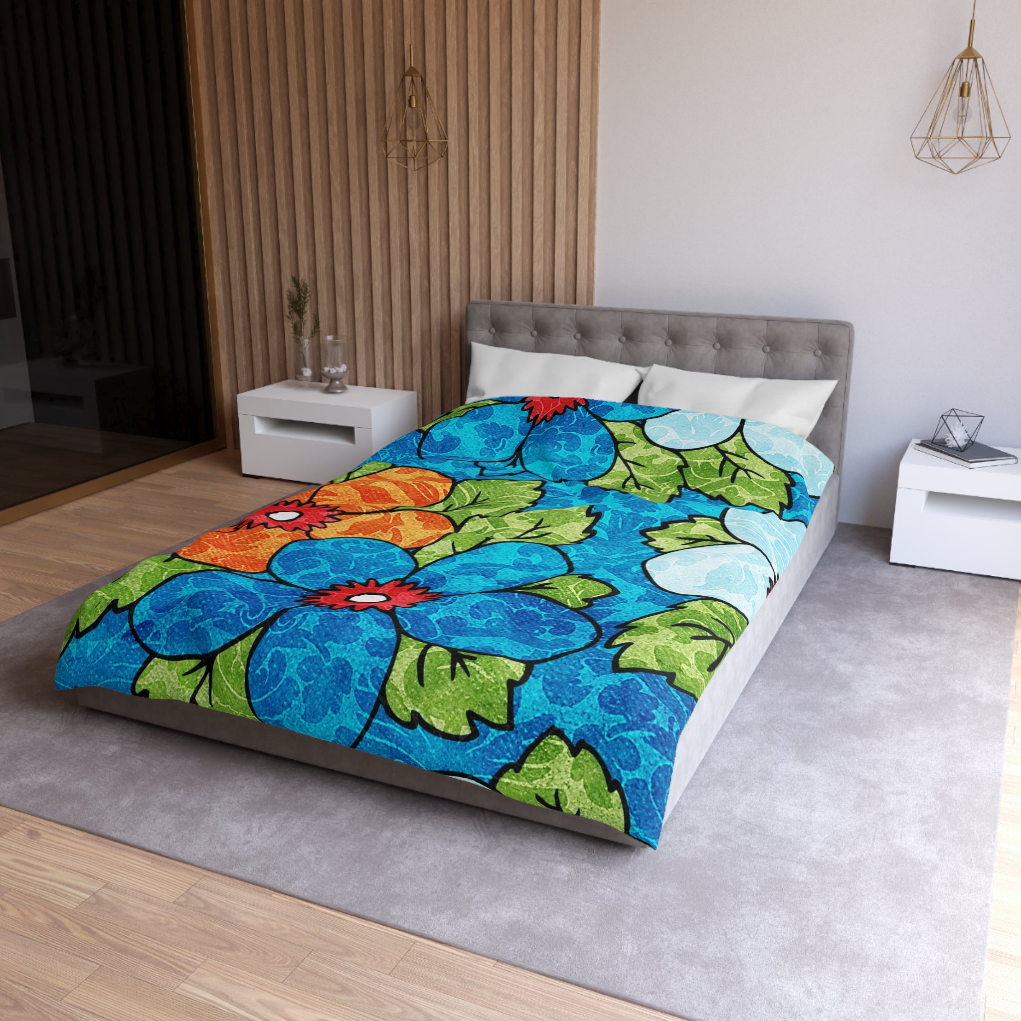 Blue Orange Groovy Microfiber Duvet Cover, Artsulli - Art is Long, Life is Short, Home Decor, , , , , , , 