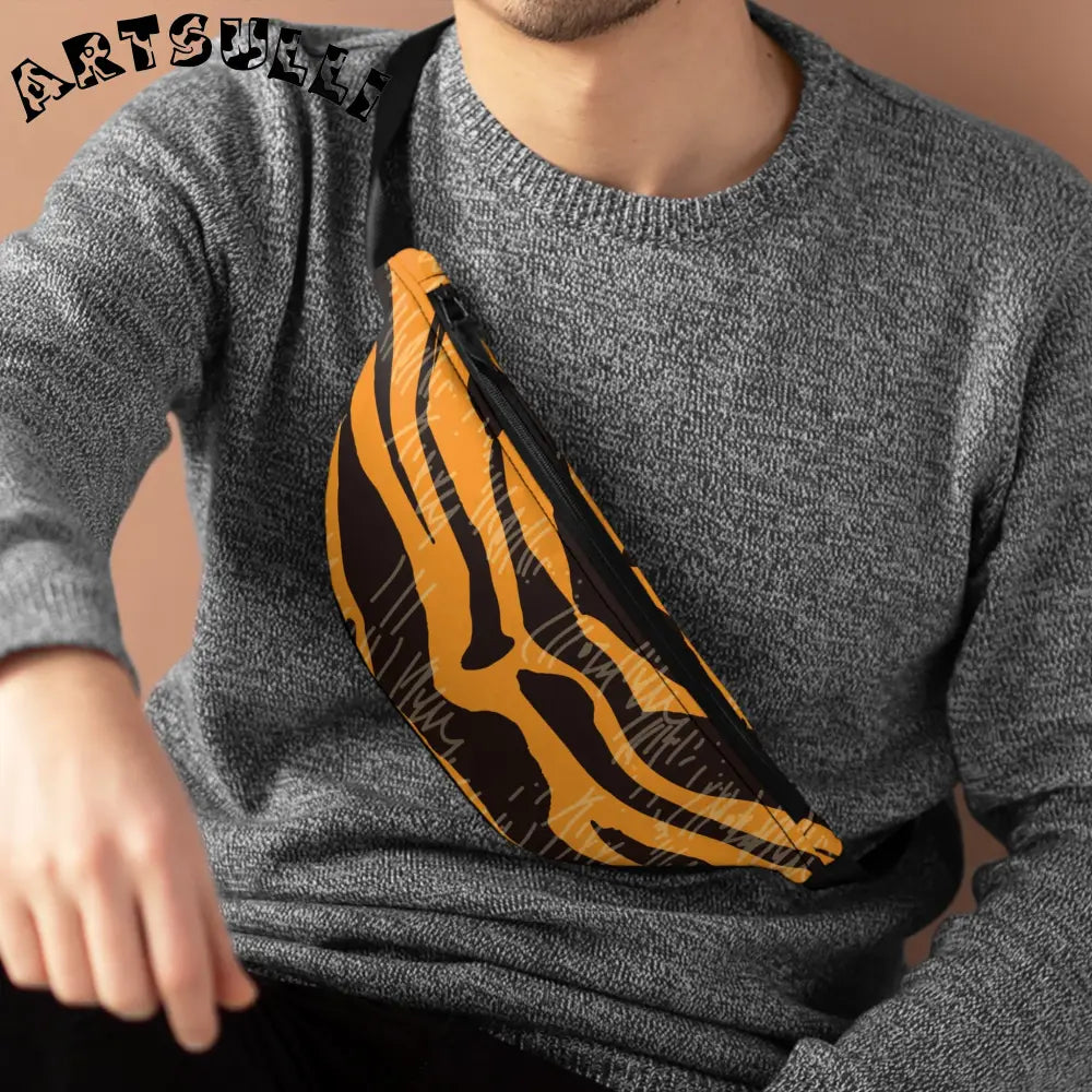 JAKKOUTTHEBXX Tiger Scratches Orange & Black Fanny Pack