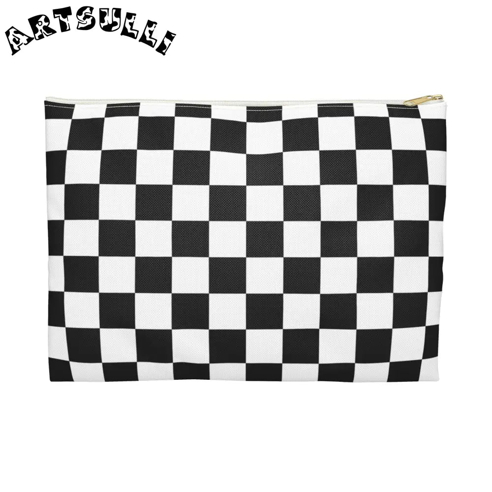 JAKKOUTTHEBXX Checkerboard White and Black Accessory Pouch