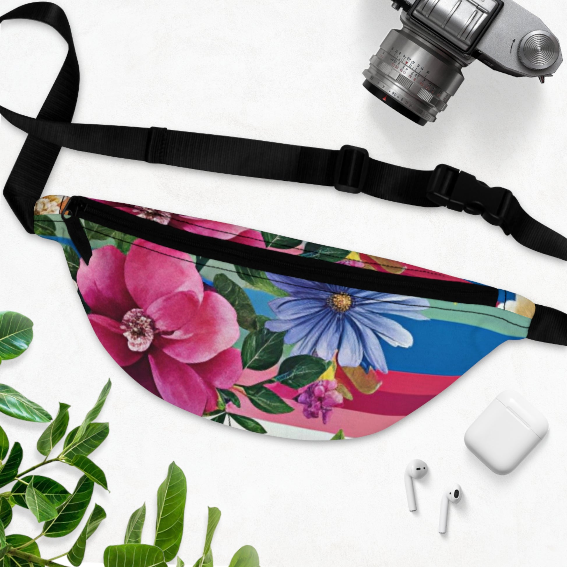 Floral Stripe 4K Fanny Pack, Artsulli - Art is Long, Life is Short, Bags, , , , , , , 