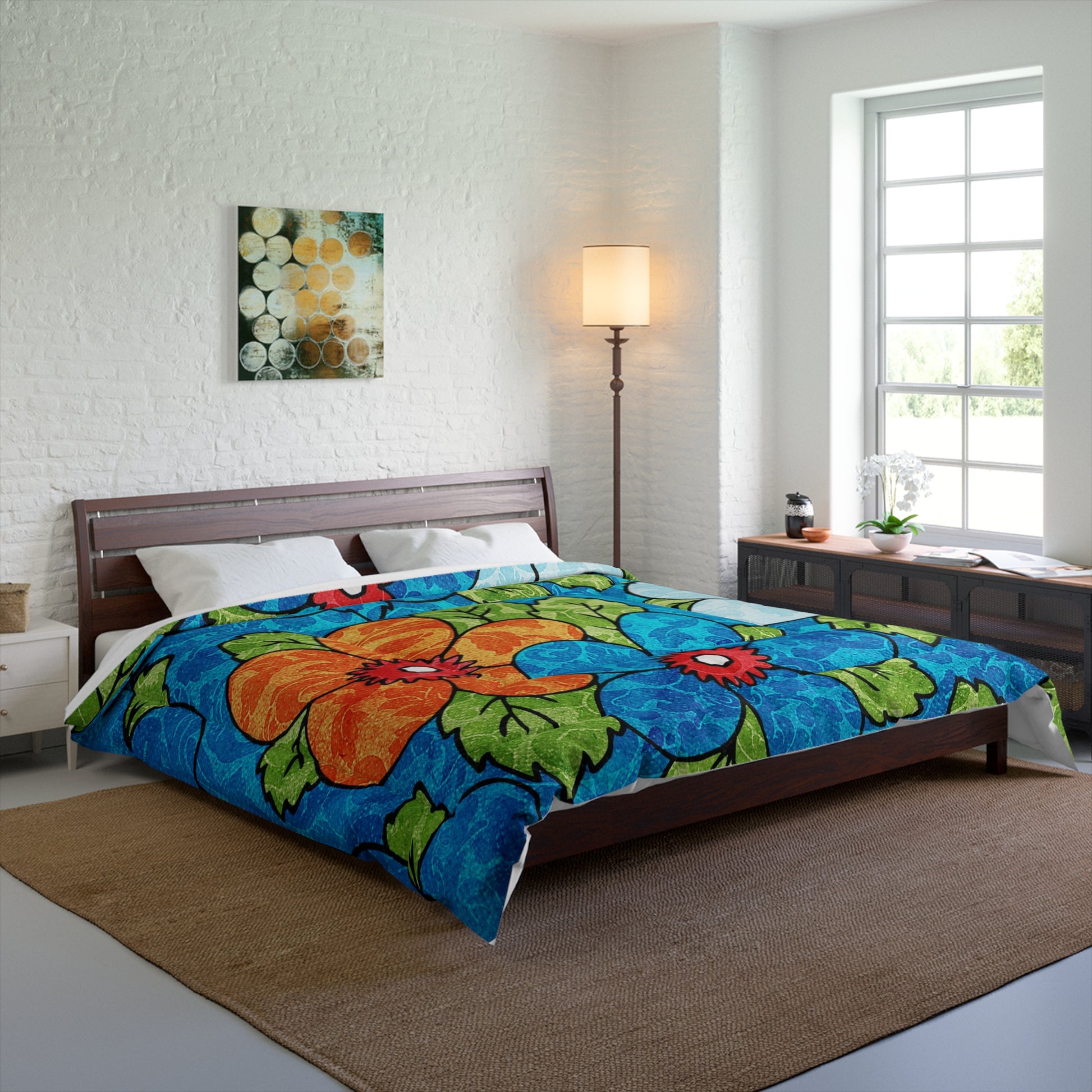 Blue Orange Groovy Comforter, Artsulli - Art is Long, Life is Short, Home Decor, , , , , , , 