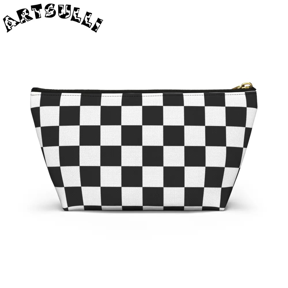 JAKKOUTTHEBXX Checkerboard White and Black Accessory Pouch w