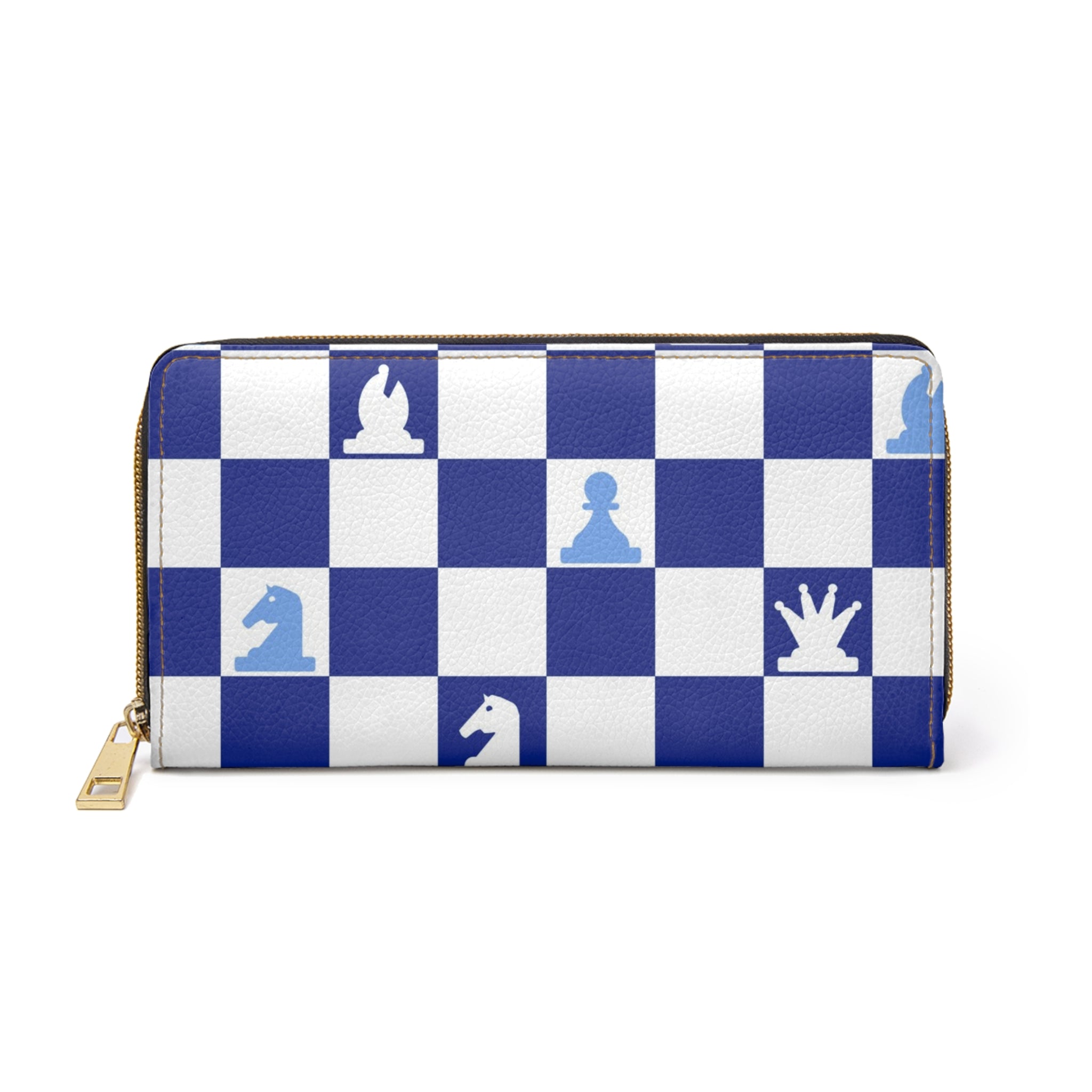 Chessboard Navy Blue Zipper Wallet, Artsulli - Art is Long, Life is Short, Accessories, Size, One size, Color, White, , , 27609597460466620506