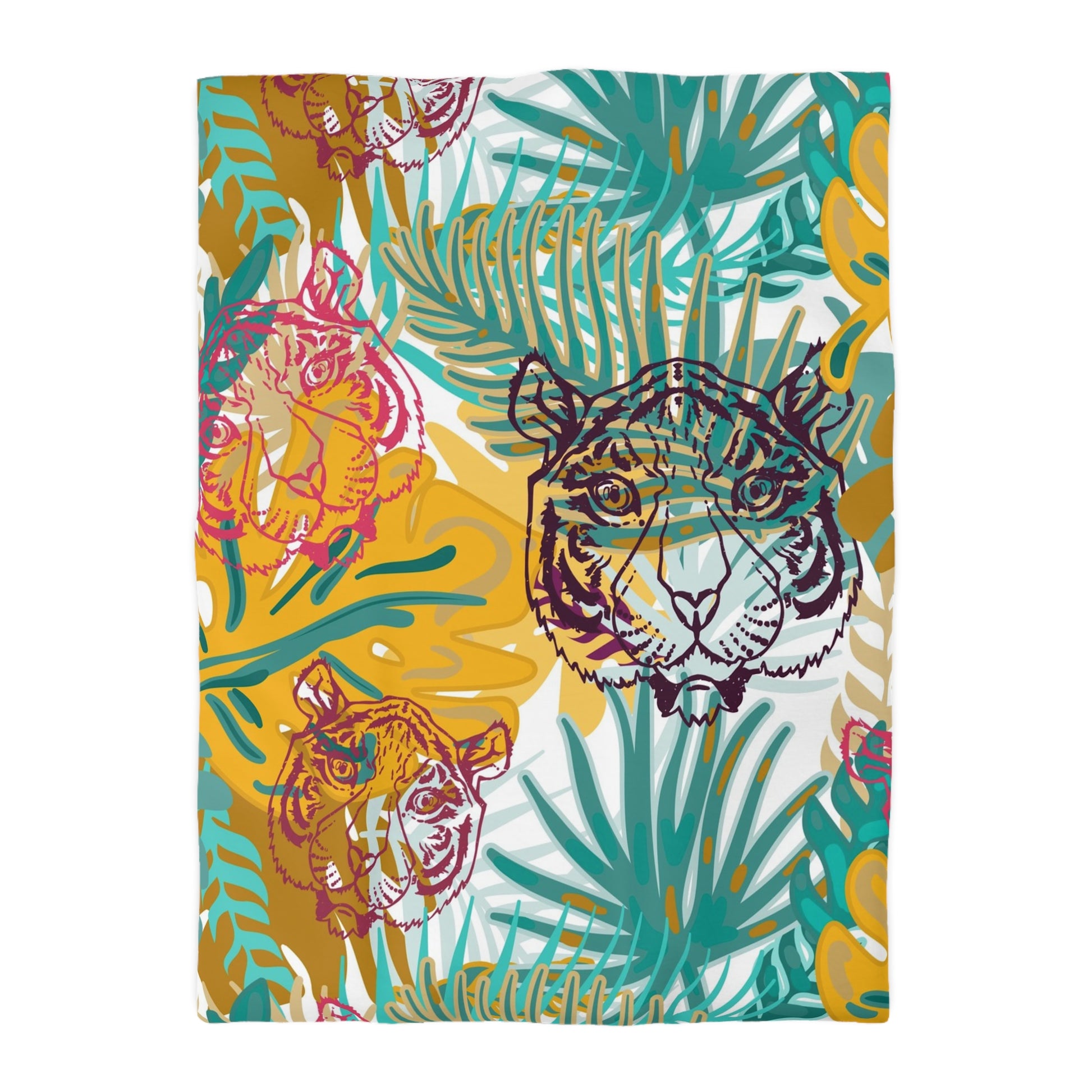 Tropical Jungle Tigers Brown and Green Microfiber Duvet Cover, Artsulli - Art is Long, Life is Short, Home Decor, Size, Twin XL, Color, Cream, , , 14484348395833