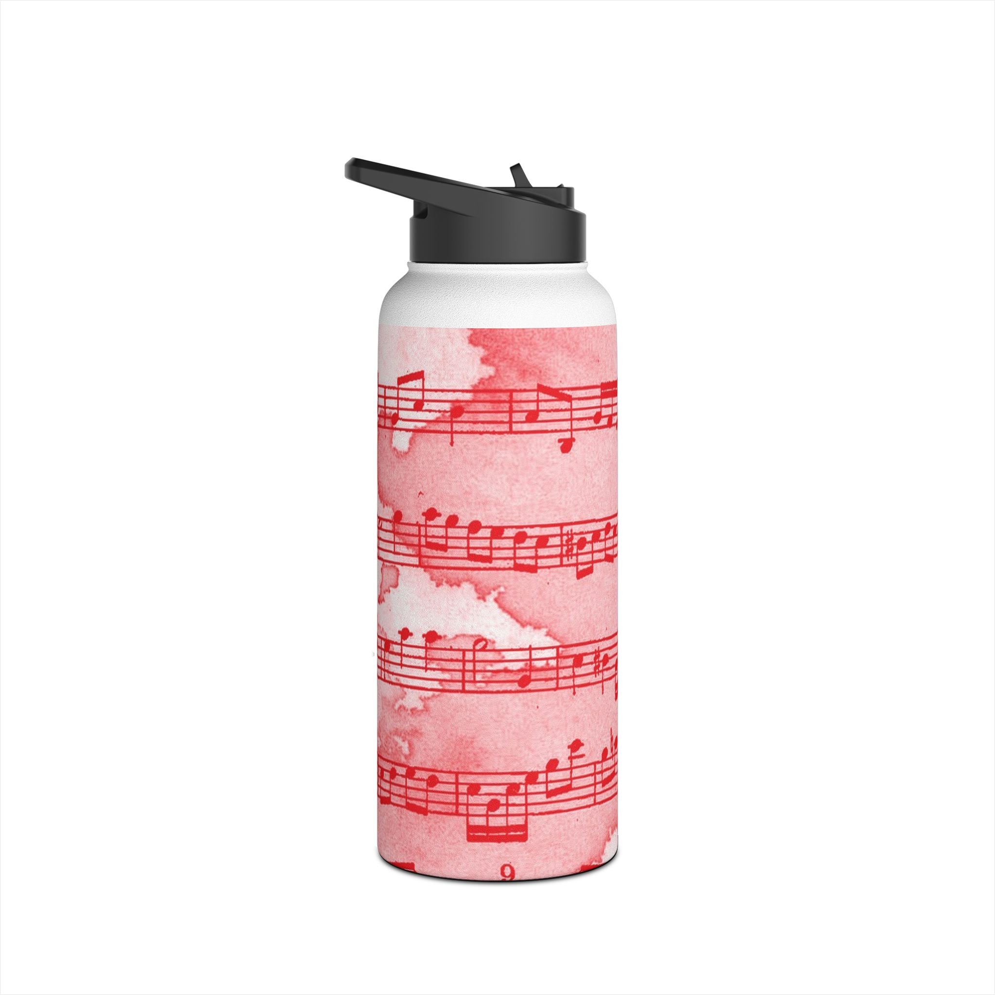 Drip Spill Type Beat Sheet Music Red Stainless Steel Water Bottle, Standard Lid, Artsulli - Art is Long, Life is Short, Mug, , , , , , , 