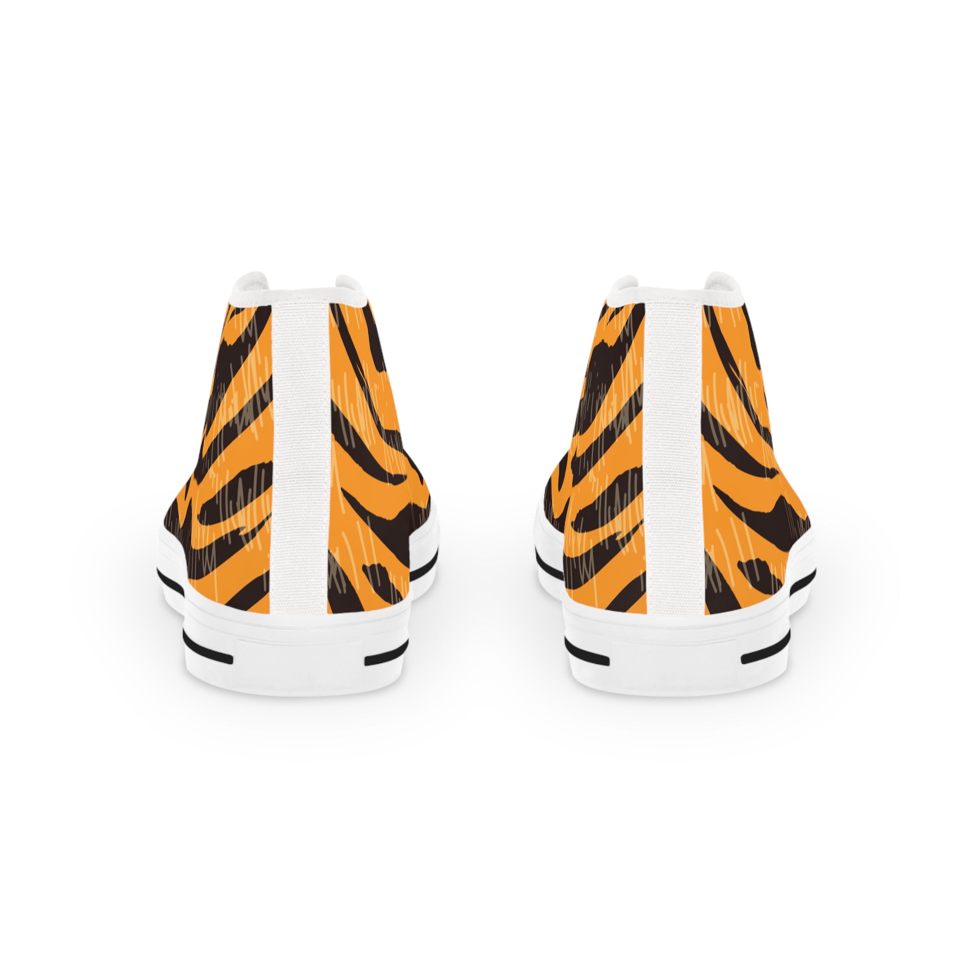Tiger Scratches Orange & Black Men's High Top Sneakers, Artsulli - Art is Long, Life is Short, Shoes, , , , , , , 