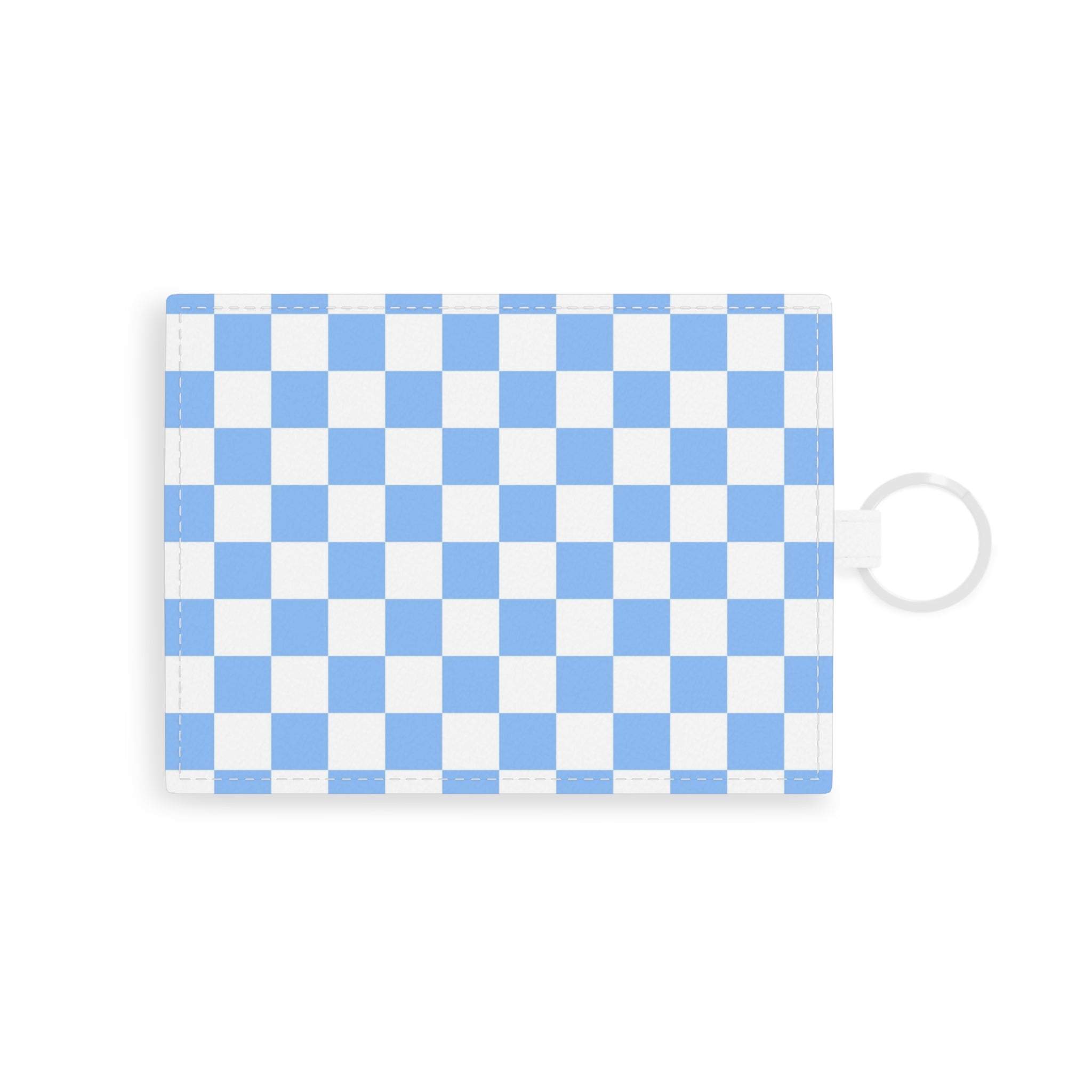 Checkerboard White and Light Blue Saffiano Leather Card Holder, Artsulli - Art is Long, Life is Short, Accessories, Size, One size, Color, White, , , 24861604859028620659