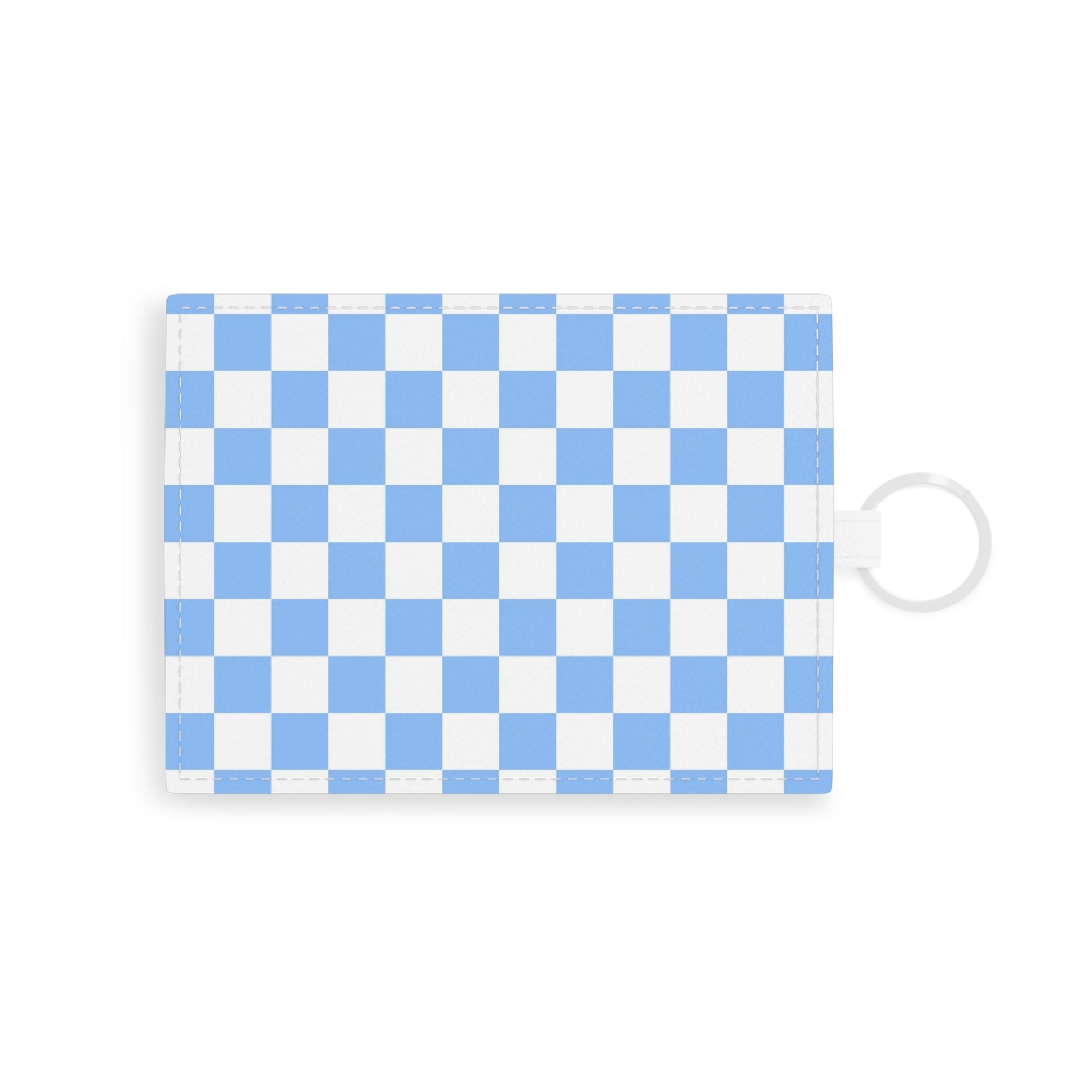 Checkerboard White and Light Blue Saffiano Leather Card Holder, Artsulli - Art is Long, Life is Short, Accessories, Size, One size, Color, White, , , 66826606113788260679