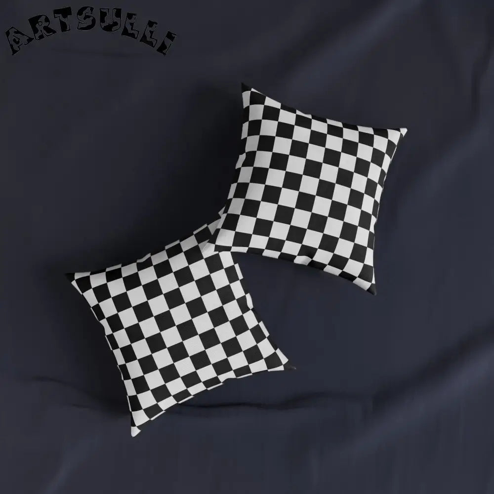 JAKKOUTTHEBXX Checkerboard Black and White Square Pillow