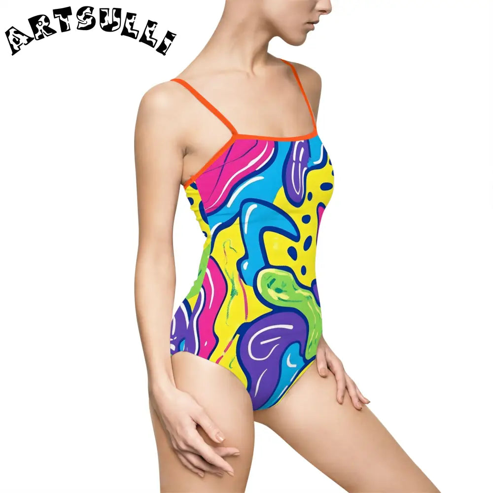 JAKKOUTTHEBXX Colorful Abstract Print One-Piece Swimsuit 2025